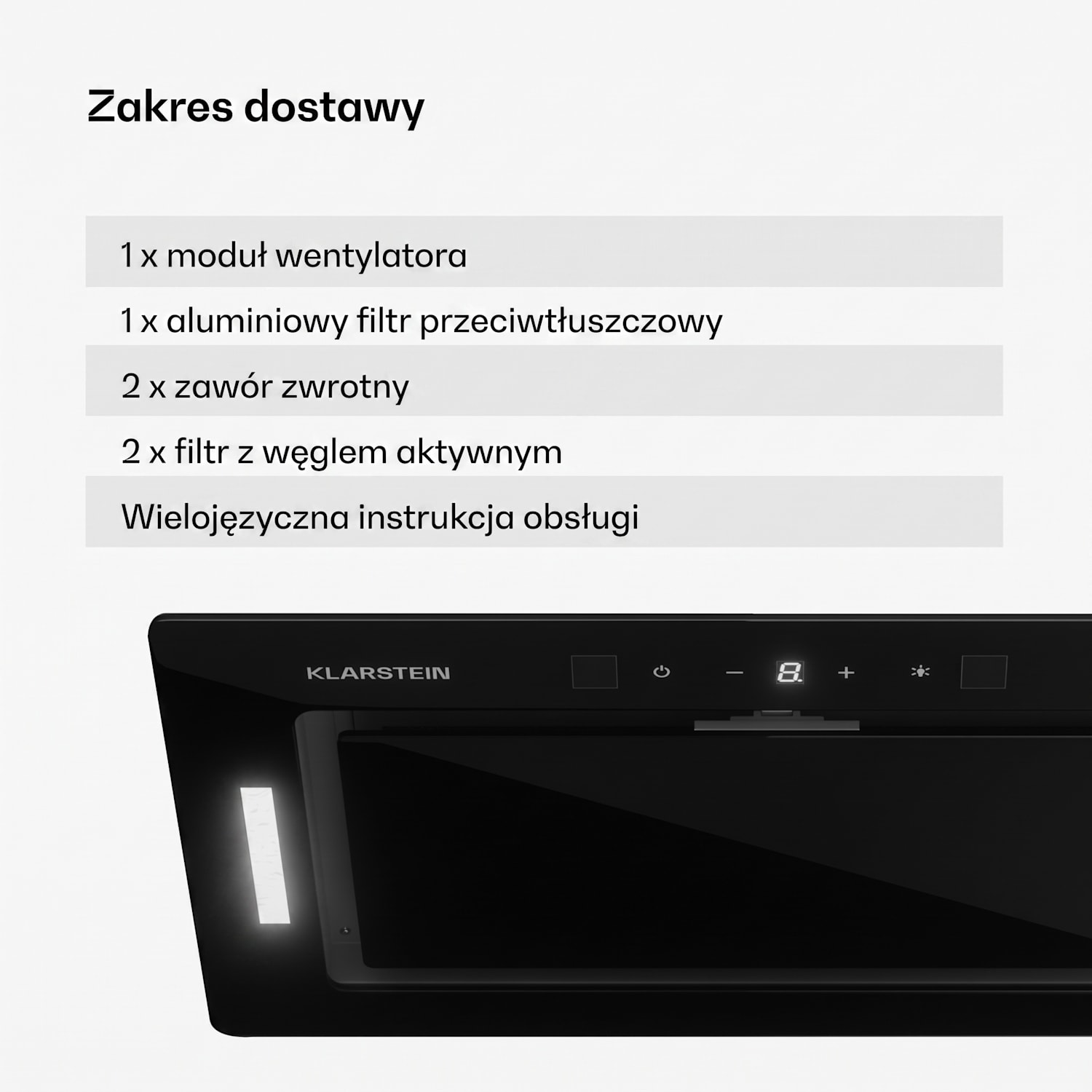 Hektor Eco, okap kuchenny do zabudowy, 52 cm, 466 m³/h, panel dotykowy, szkło 52 cm | Czarny