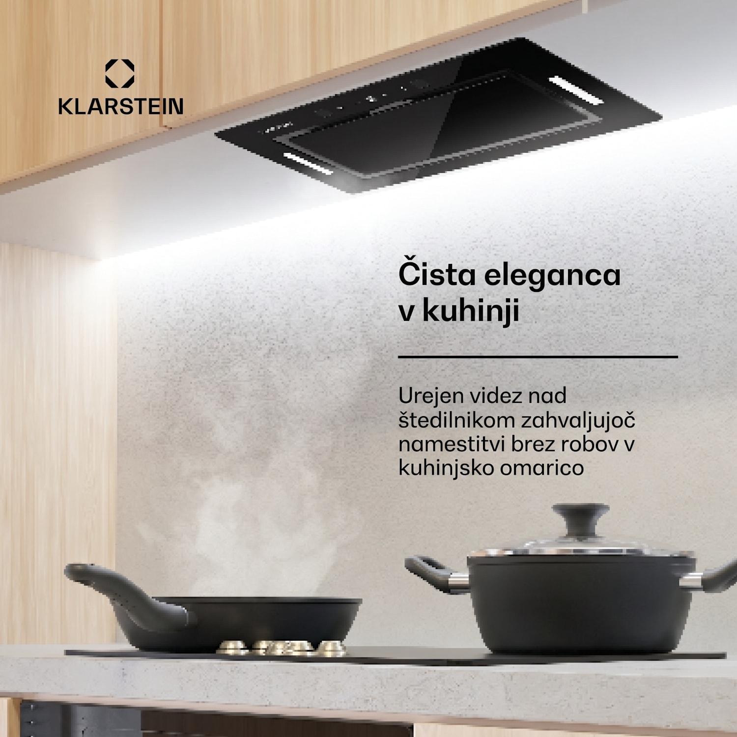 Hektor Eco, kuhinjska napa, 52 cm, 466 m³/h, upravljanje na dotik, steklo 52 cm | Črna