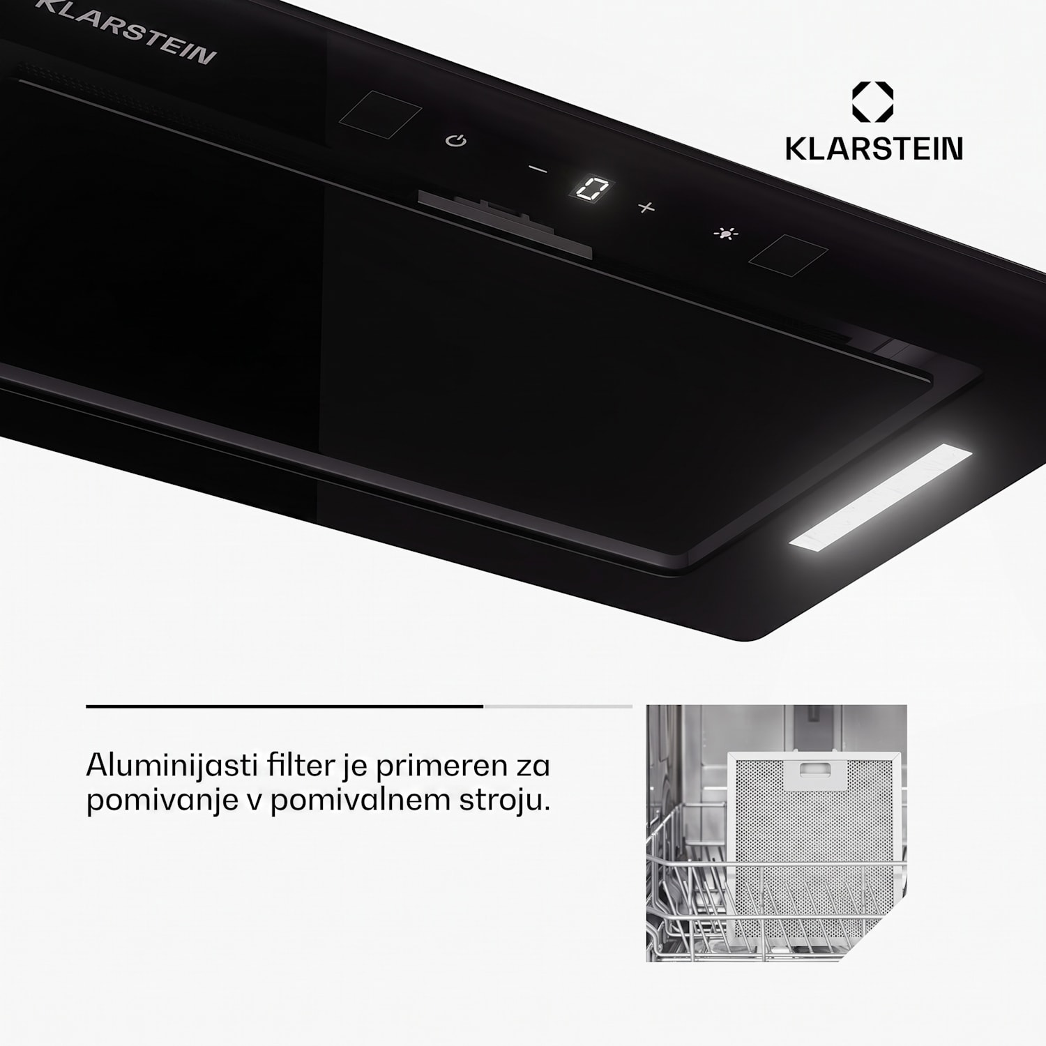 Hektor Eco, kuhinjska napa, 52 cm, 466 m³/h, upravljanje na dotik, steklo 52 cm | Črna