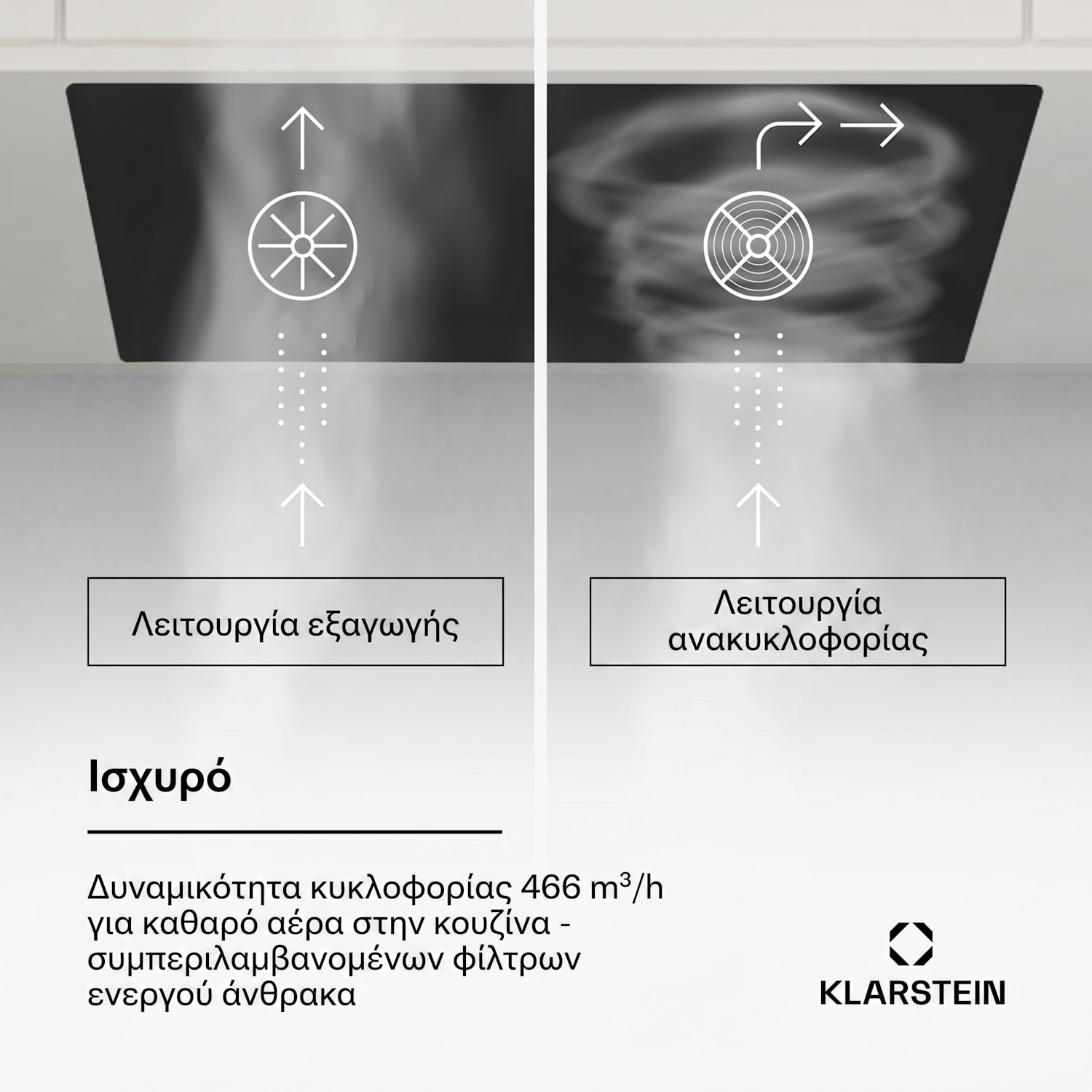 Hektor 72cm 466m³/h Εντοιχιζόμενος Απορροφητήρας Μαύρος 72 εκ | Μαύρο