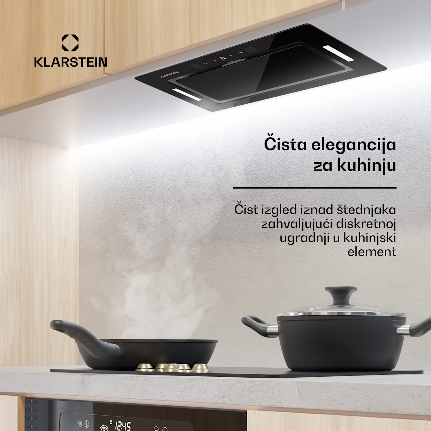 Hektor Eco, napa, 52 cm, 466 m³/h, upravljanje na dodir, staklo 72 cm | Crna