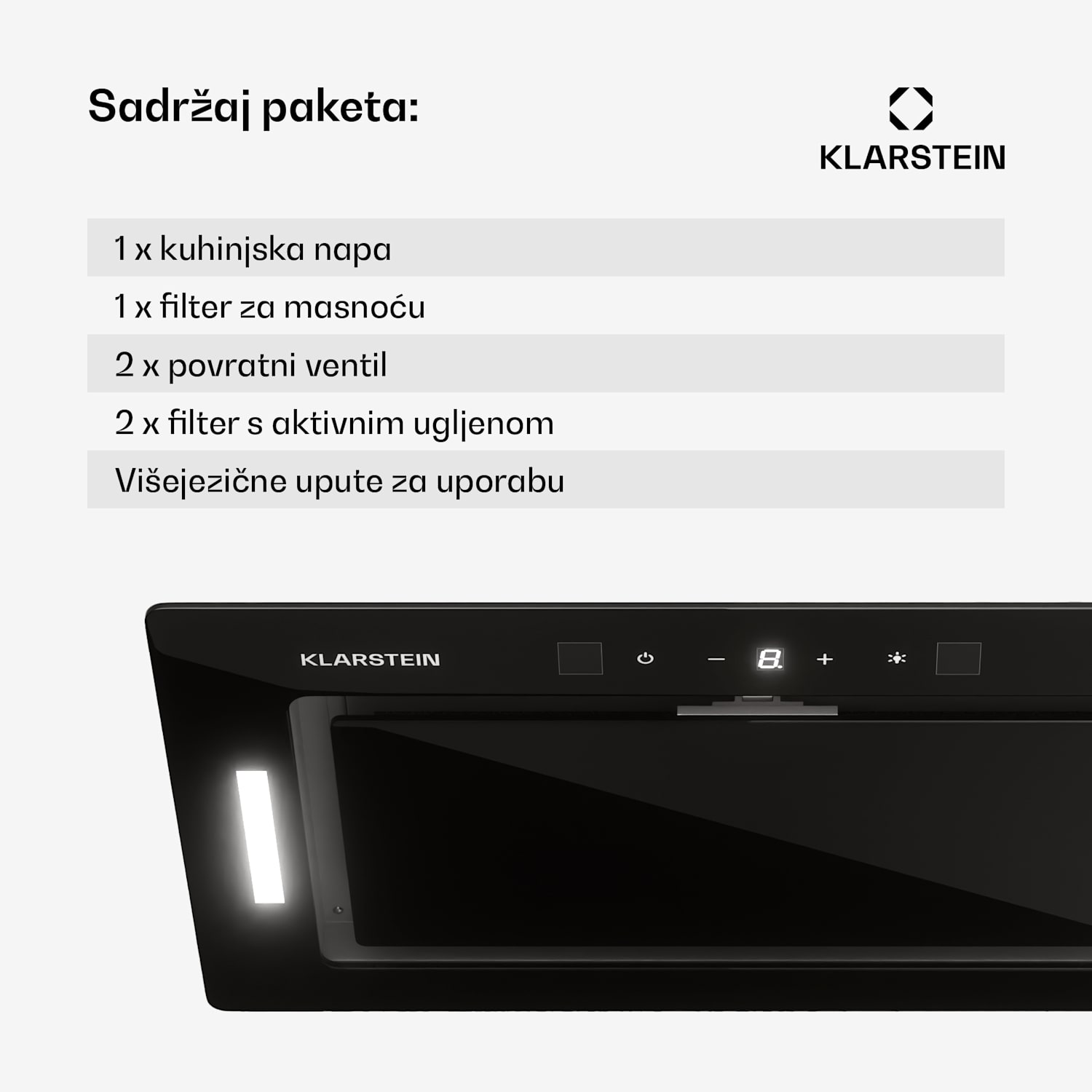 Hektor Eco, napa, 52 cm, 466 m³/h, upravljanje na dodir, staklo 72 cm | Crna