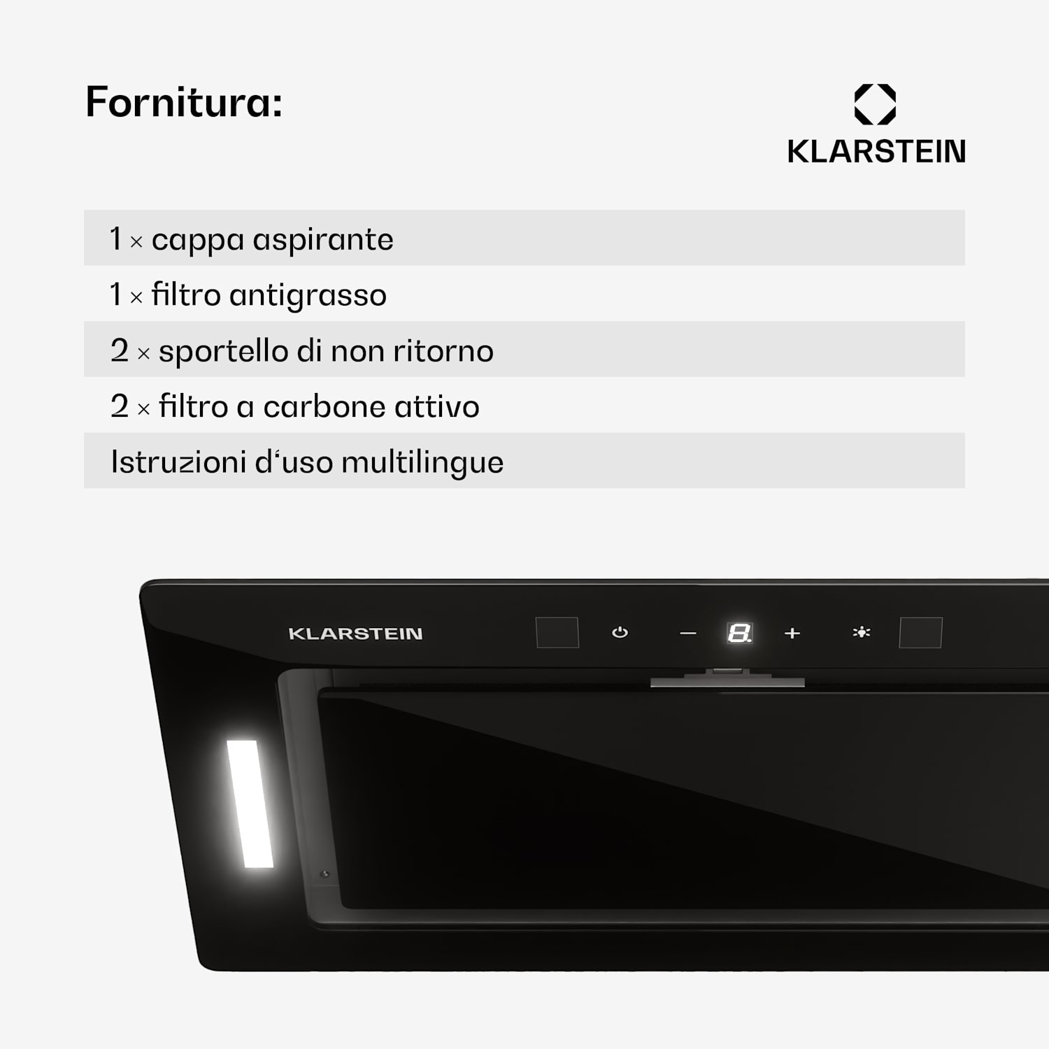 Hektor Eco - Cappa aspirante, 72 cm, 466 m³/ora, touch, vetro 72 cm | Nero