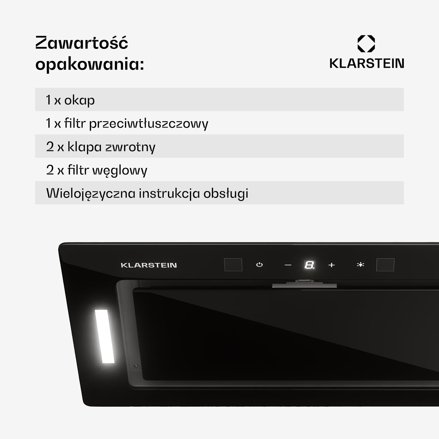 Hektor Eco, okap kuchenny do zabudowy, 72 cm, 466 m³/h, panel dotykowy, szkło 72 cm | Czarny