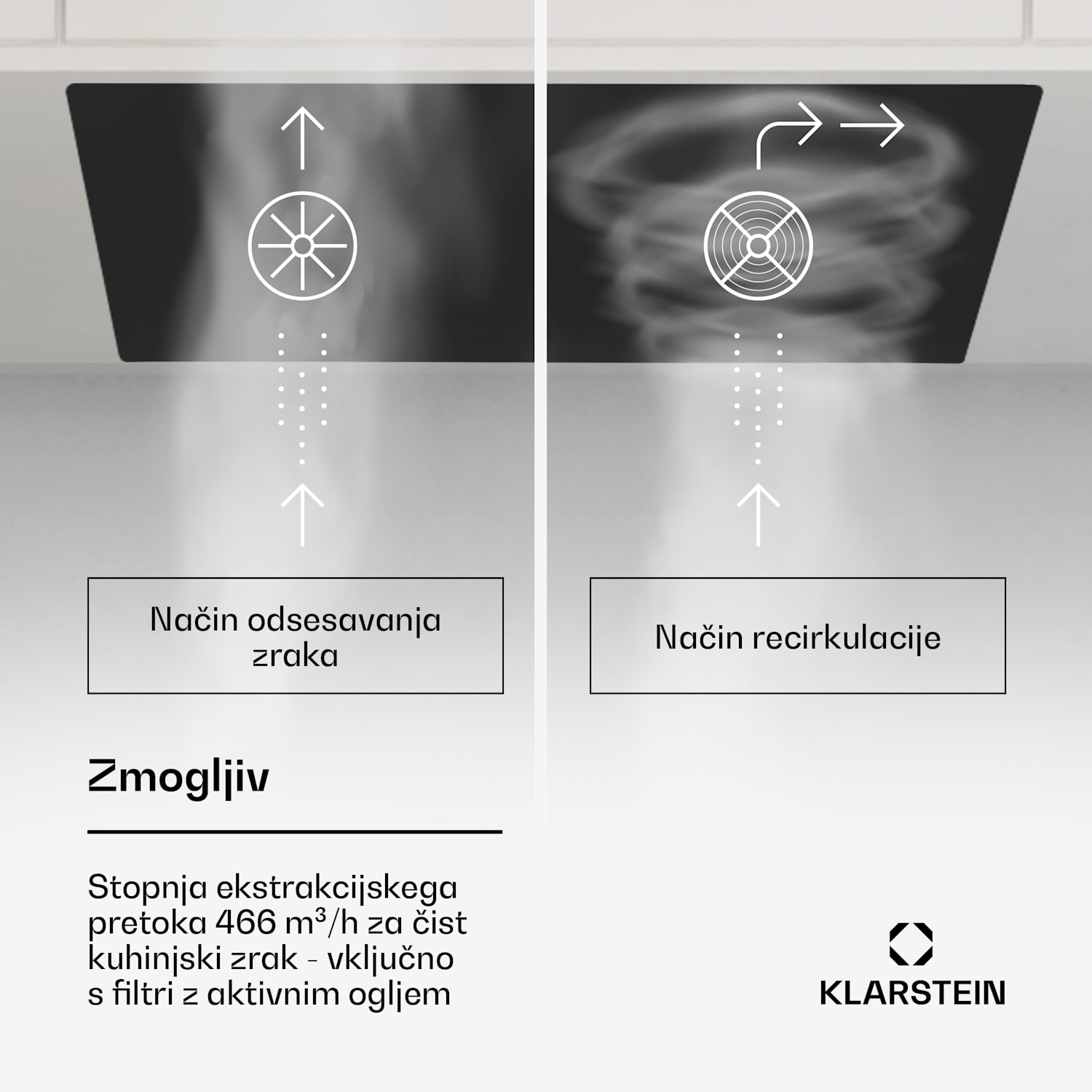 Hektor Eco, kuhinjska napa, 72 cm, 466 m³/h, upravljanje na dotik, steklo 72 cm | Črna