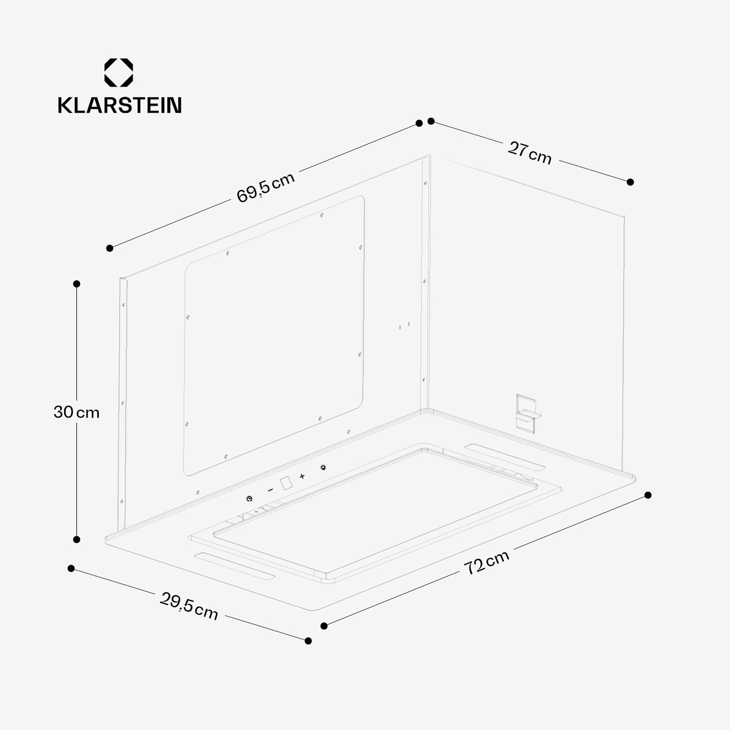 Hektor Eco, hotă, 72 cm, 466 m³/h, control tactil, sticlă 72 cm | Negru