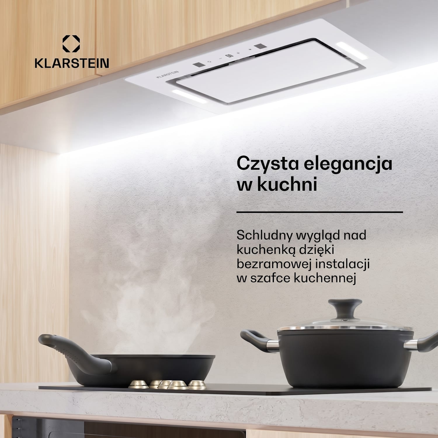 Hektor Eco, okap kuchenny do zabudowy, 52 cm, 446 m³/h, panel dotykowy, szkło 52 cm | Biały