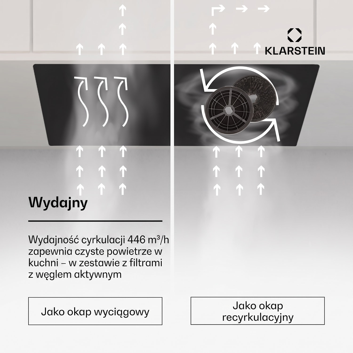 Hektor Eco, okap kuchenny do zabudowy, 52 cm, 446 m³/h, panel dotykowy, szkło 52 cm | Biały