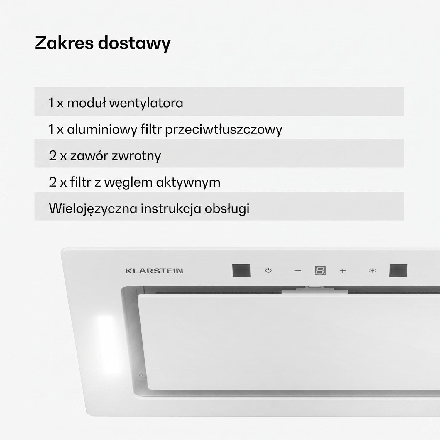 Hektor Eco, okap kuchenny do zabudowy, 52 cm, 446 m³/h, panel dotykowy, szkło 52 cm | Biały