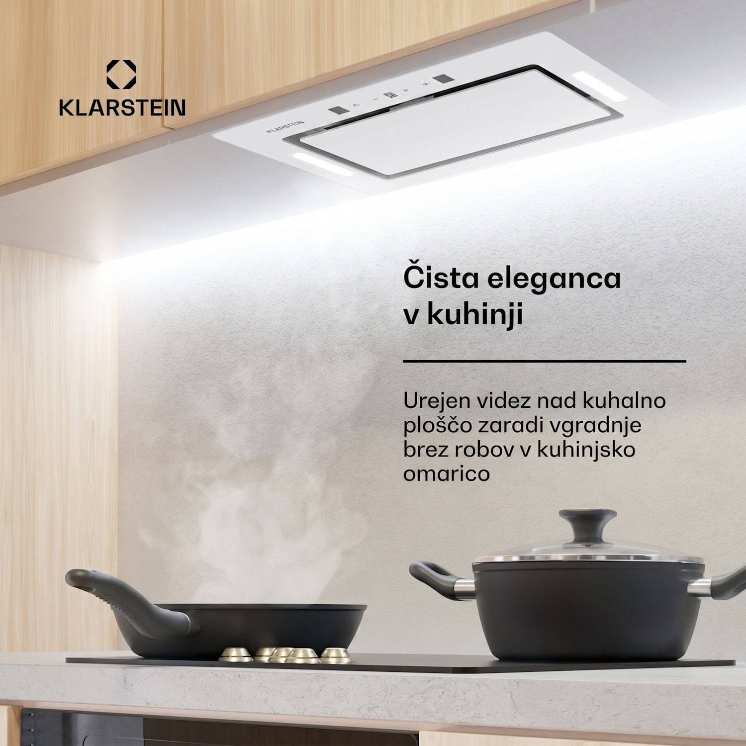 Hektor Eco, kuhinjska napa, 52 cm, 466 m³/h, upravljanje na dotik, steklo 52 cm | Bela