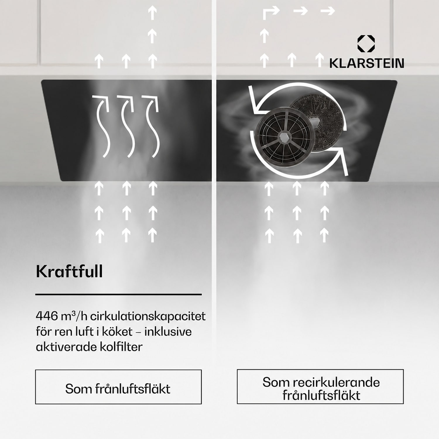 Hektor Eco integrerad fläkt 52 cm 446 m³/h touchkontroll glas 52 cm | 466 m³/h | Vit