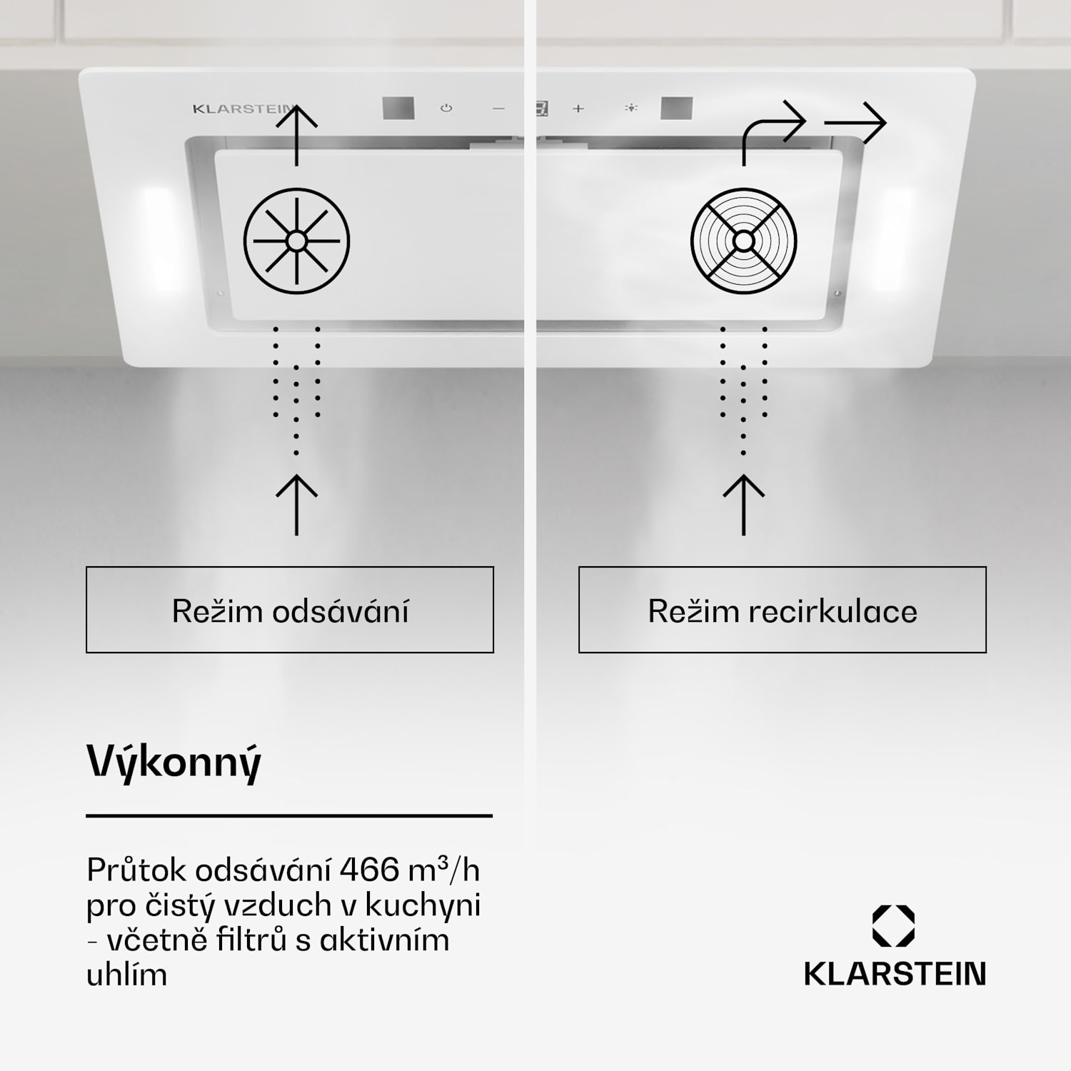 Hektor Eco, digestoř, 72 cm, 466 m³/h, dotykové ovládání, sklo 72 cm | Bílá