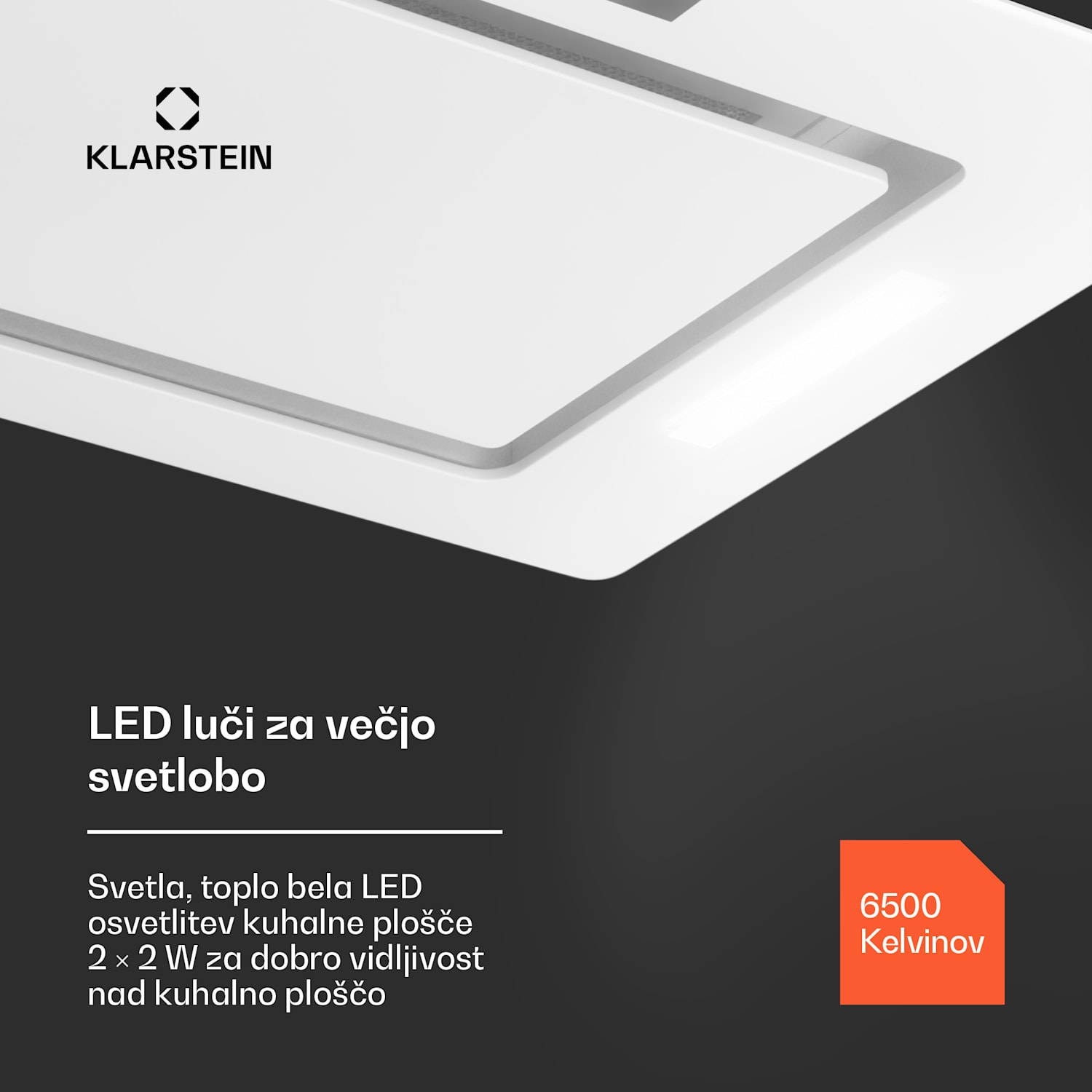 Hektor Eco, kuhinjska napa, 72 cm, 466 m³/h, upravljanje na dotik, steklo 72 cm | Bela