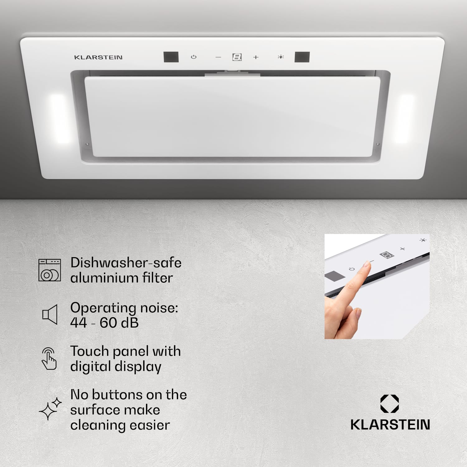 Hektor Eco ventilatormodule 72 cm 466 m³/h touch glas 72 cm | Wit
