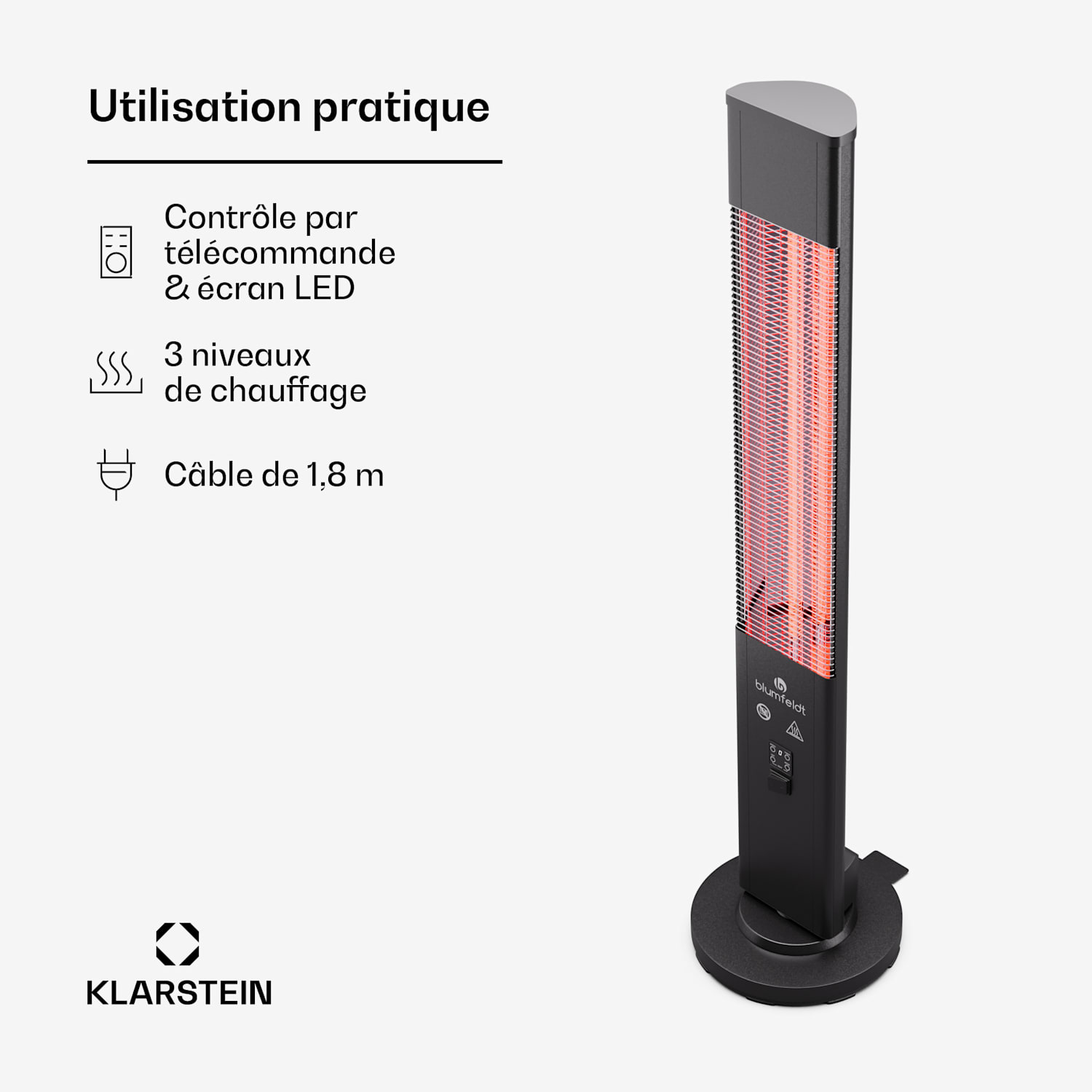 Chauffage Heat Guru Plus 3000 In & Out 3000 W télécommande 3 niveaux 3000 W | Noir