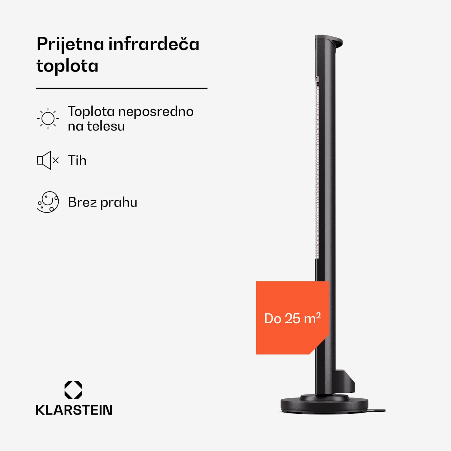 Heat Guru Plus 3000, zunanji in notranji sevalni grelnik, 3000 W, 3 stopnje ogrevanja, daljinski upravljalnik 3000 W | Črna