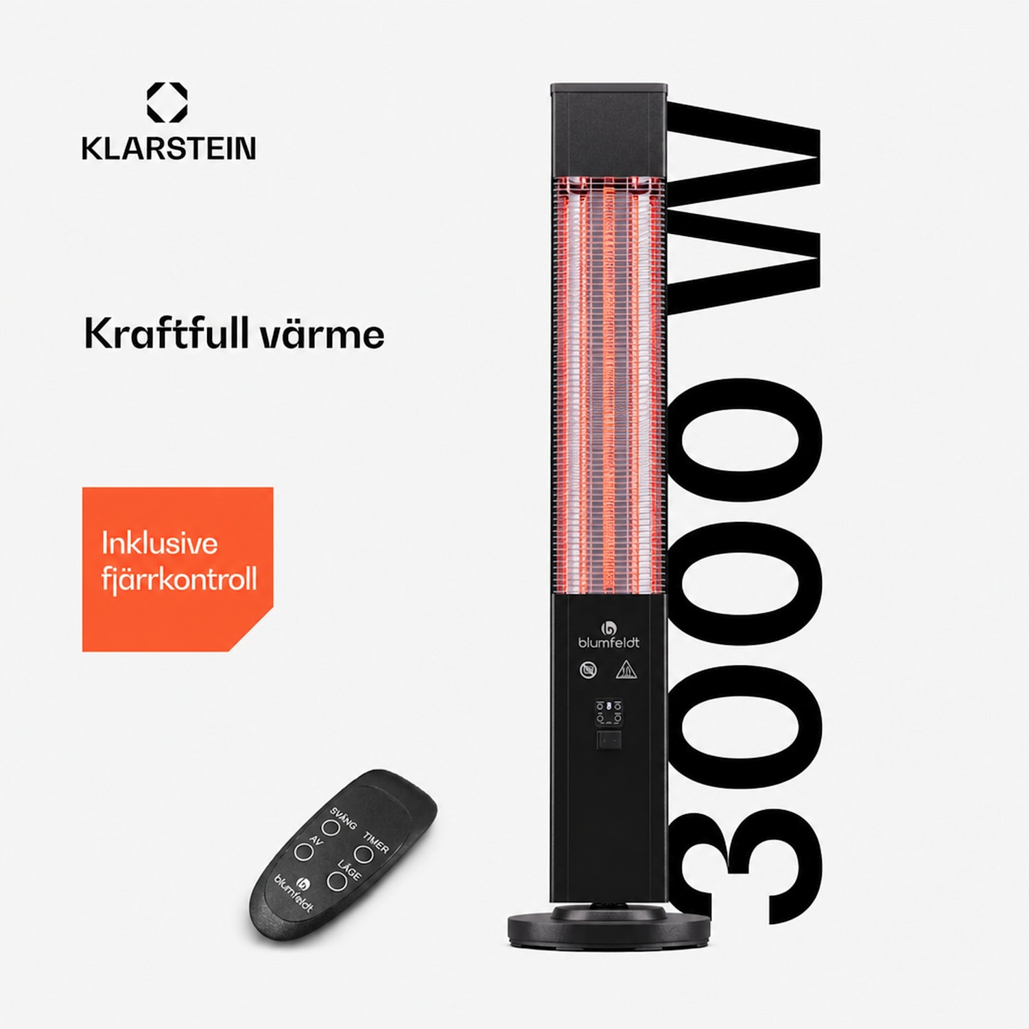Heat Guru 3000 Infravärmare 3 000 W 3 nivåer fjärrkontroll 3000 W | Svart