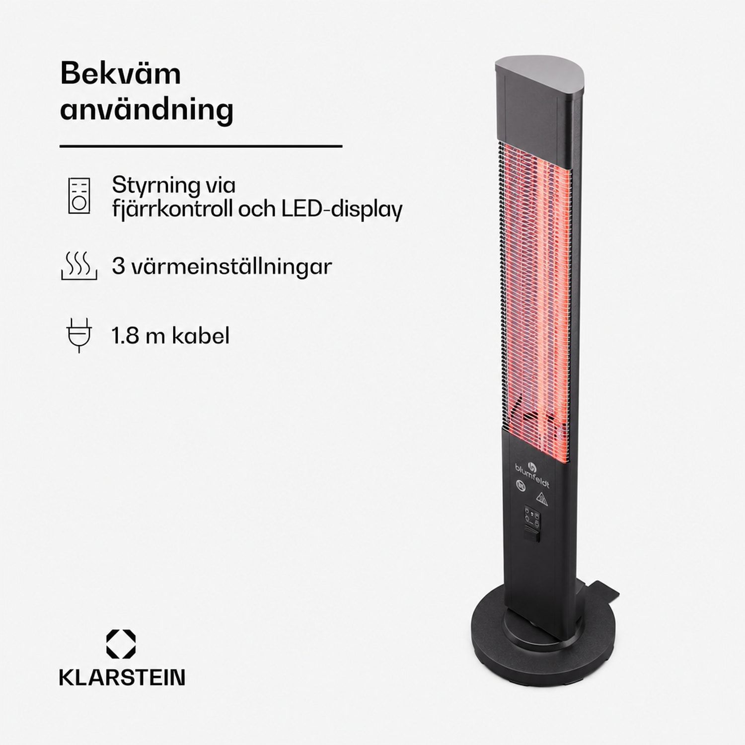 Heat Guru 3000 Infravärmare 3 000 W 3 nivåer fjärrkontroll 3000 W | Svart