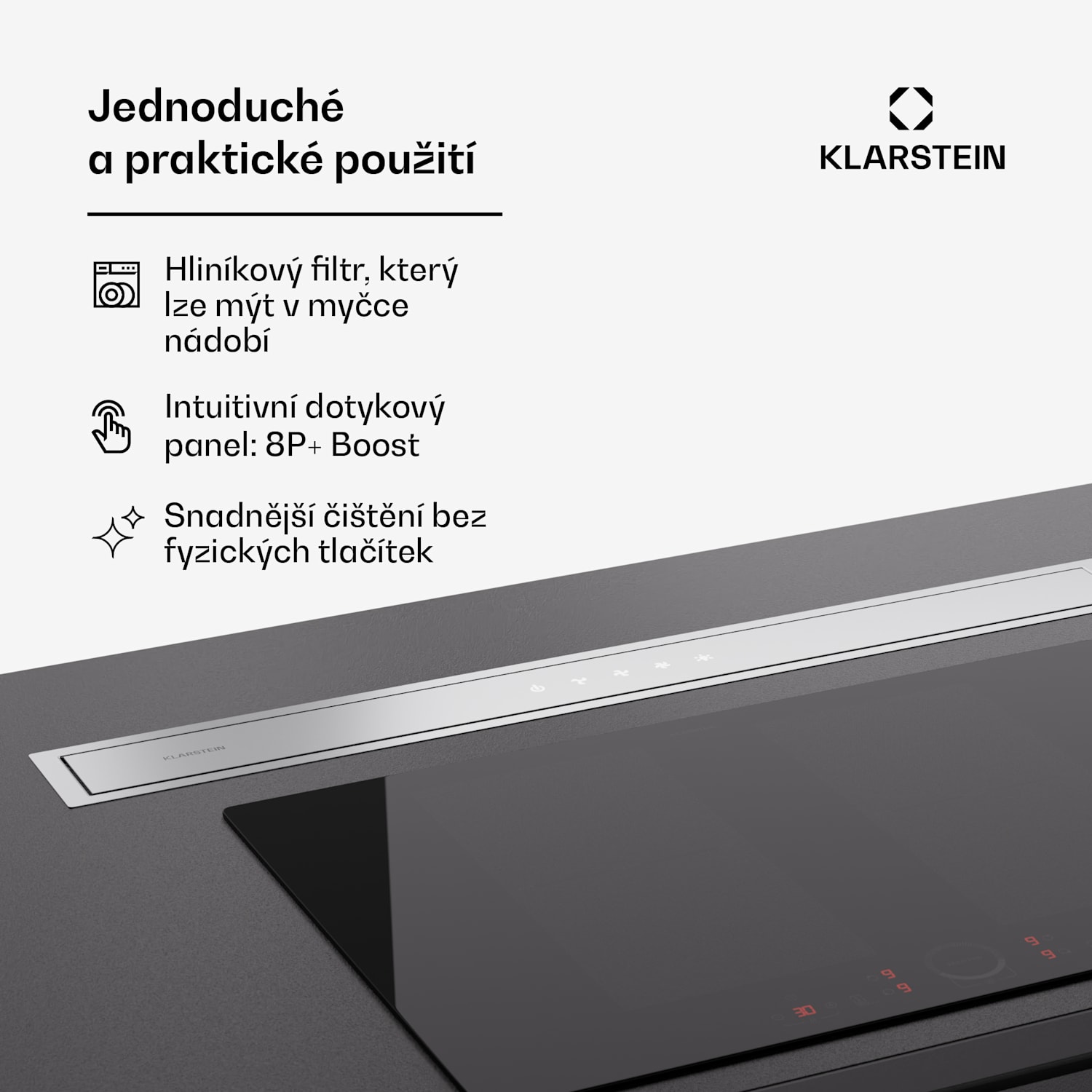 Royal Flush Eco 90, digestoř, 90 cm, 604 m³/h, EEK A, včetně filtrů s aktivním uhlím 90 cm | Nerezová ocel
