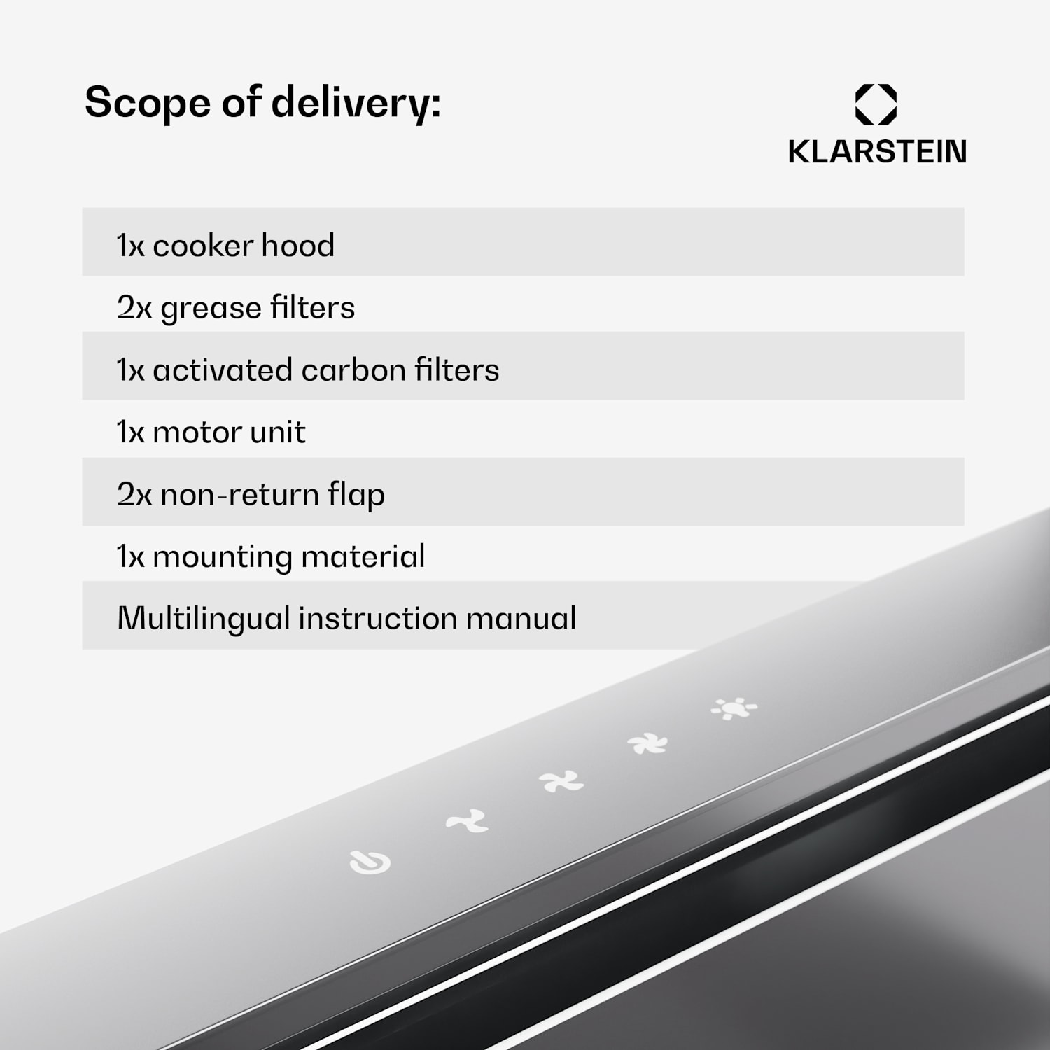 Royal Flush Eco 90, kuhinjska napa, 90 cm, 604 m³/h, EEK A++, vključno s filtri z aktivnim ogljem 90 cm | Nerjaveče jeklo