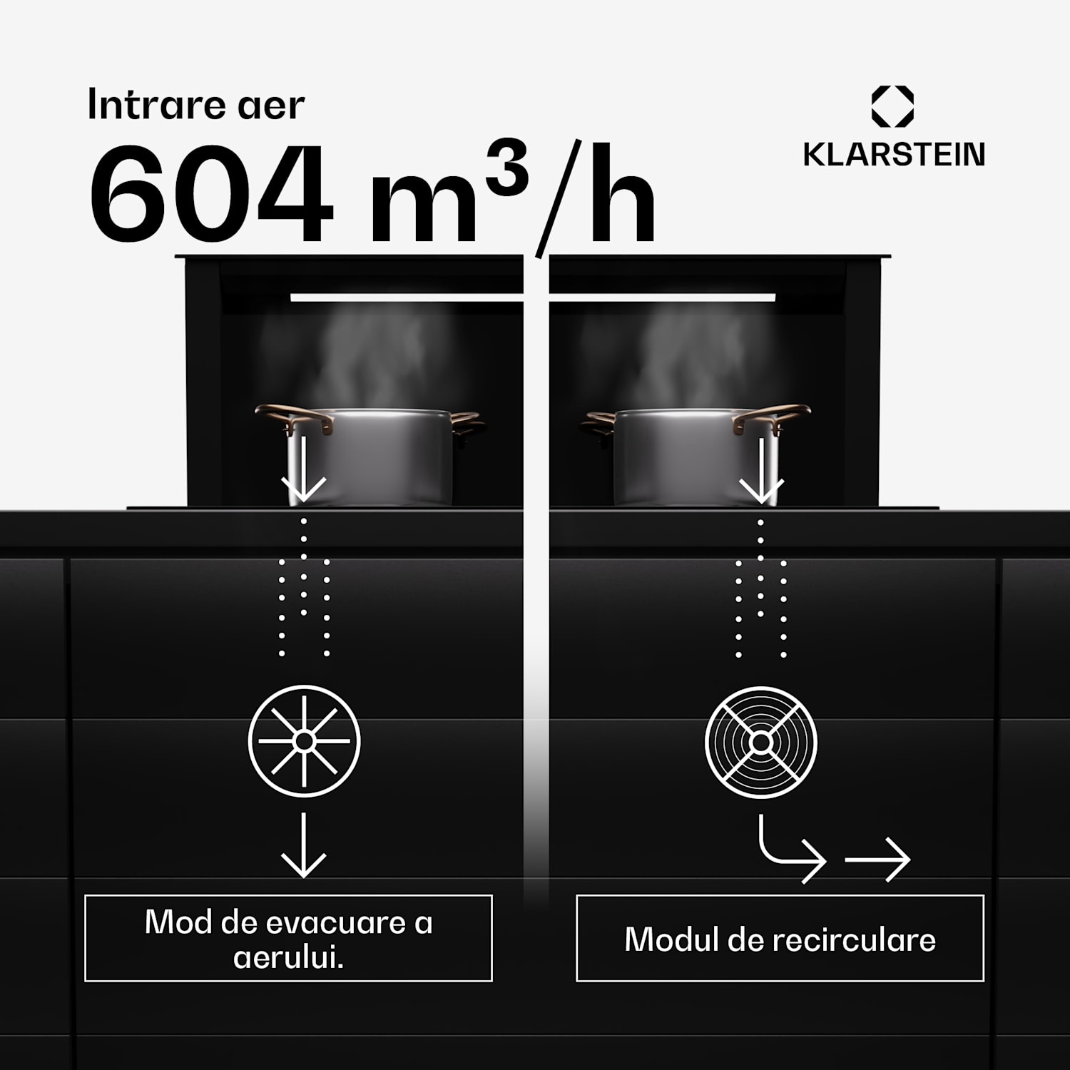 Royal Flush Eco 75, hotă, 75 cm, 604 m³/h, EEK A++, inclusiv filtre 