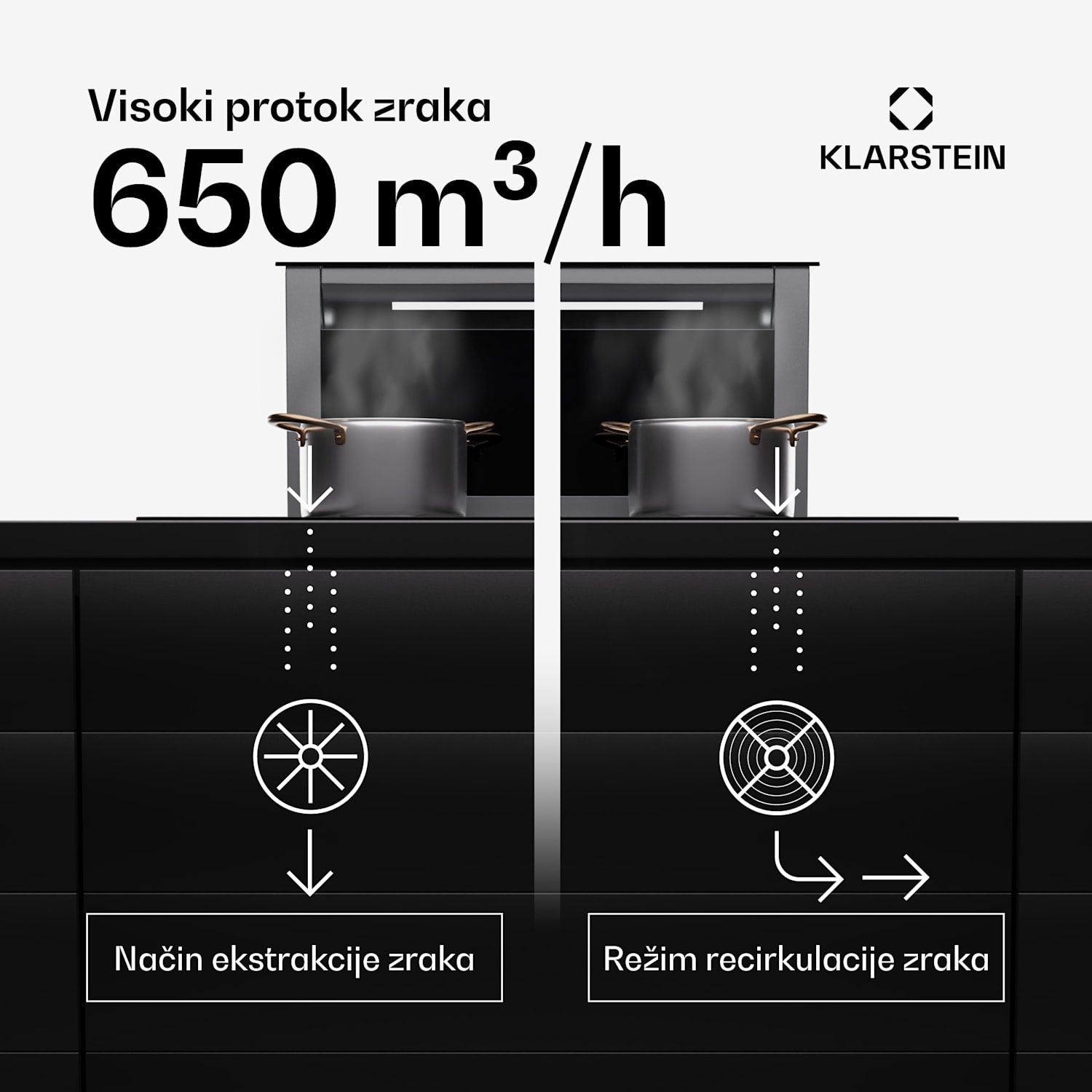 Royal Flush Eco Slim 60, napa, 60 cm, 650 m³/h, EEK A 