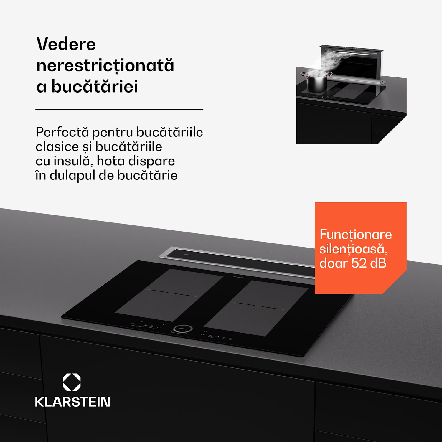 Royal Flush Eco Slim 60, hotă, 60 cm, 650 m³/h, EEK A 60 cm | Negru / Argintiu metalizat