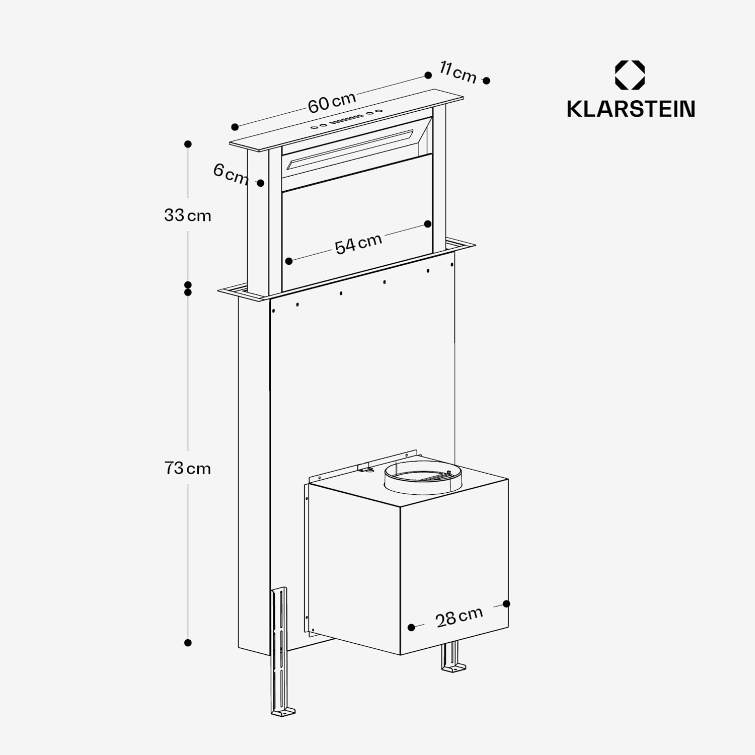Royal Flush Eco Slim 60, napa, 60 cm, 650 m³/h, EEK A 
