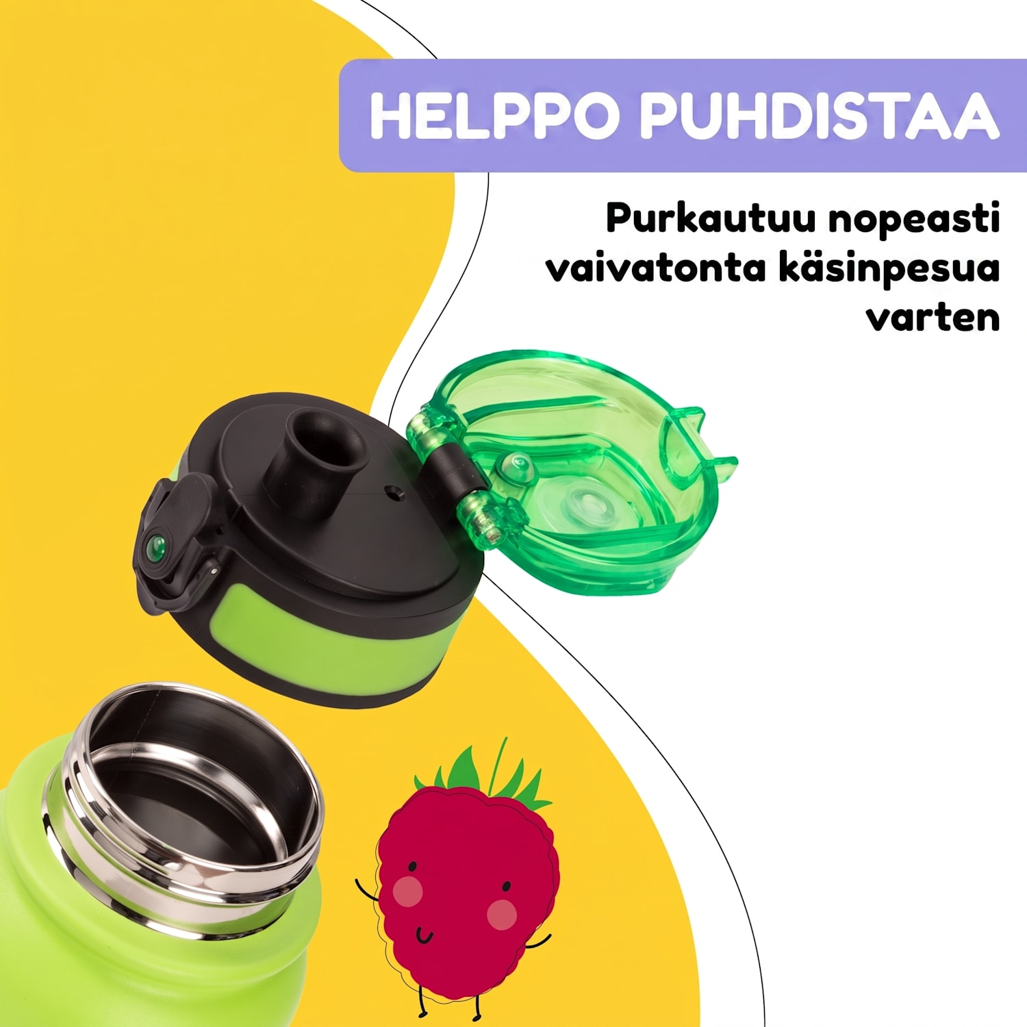 schmatzfatz-termosjuomapullo lapsille 550 ml ruostumaton teräs | ABS | BPA-vapaa 550 ml | Vihreä