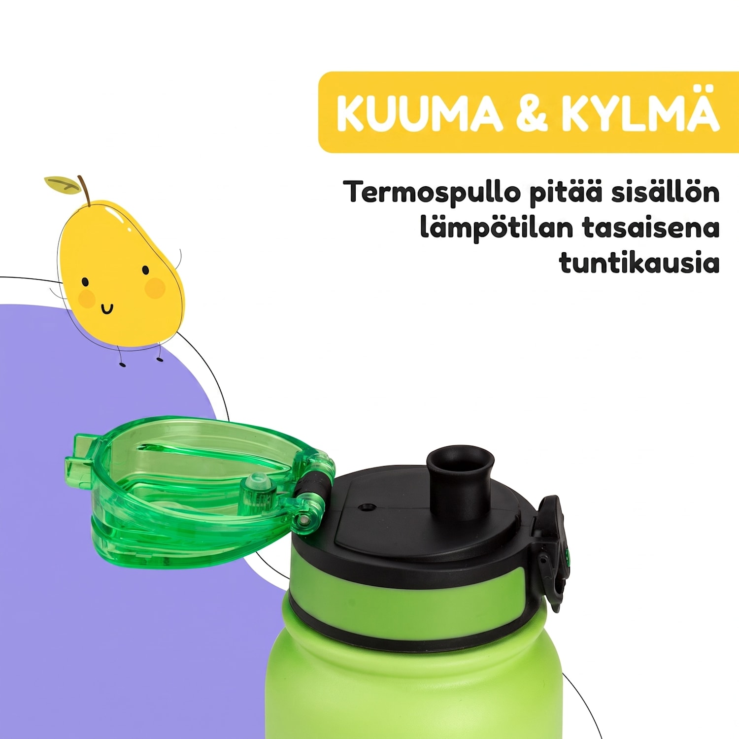 schmatzfatz-termosjuomapullo lapsille 550 ml ruostumaton teräs | ABS | BPA-vapaa 550 ml | Vihreä