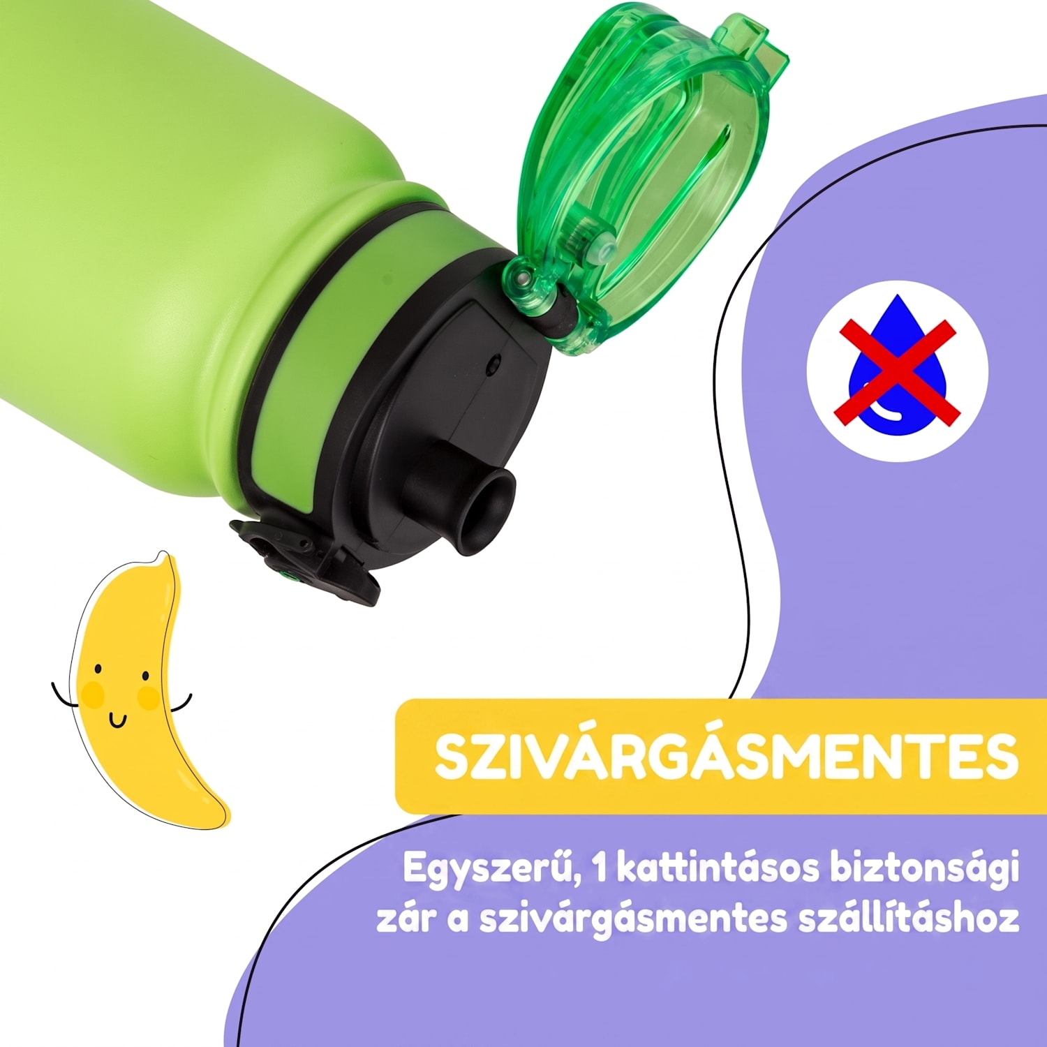 Wakaba termosz 550 ml rozsdamentes acél Tritan BPA-mentes 550 ml | Zöld