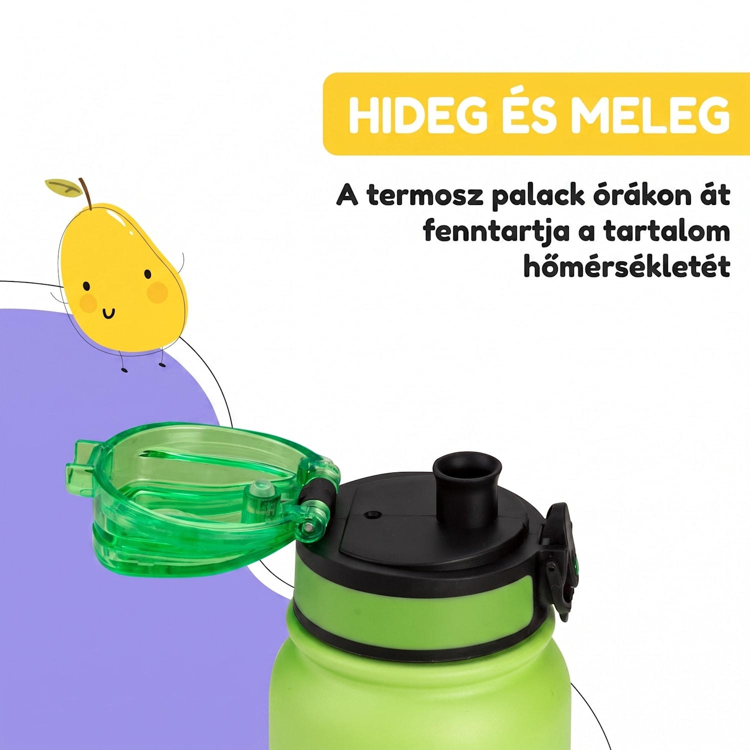 Wakaba termosz 550 ml rozsdamentes acél Tritan BPA-mentes 550 ml | Zöld
