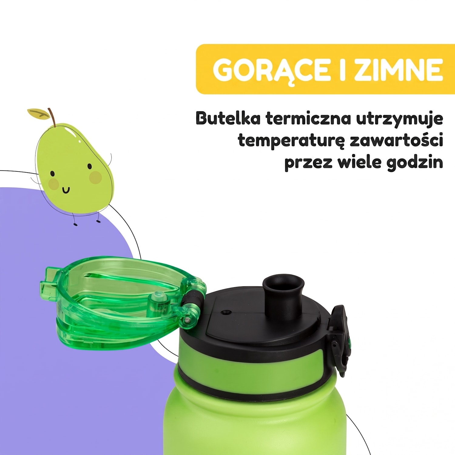 Wakaba, termos 550 ml ze stali nierdzewnej, tworzywo Tritan, bez BPA 550 ml | Zielony