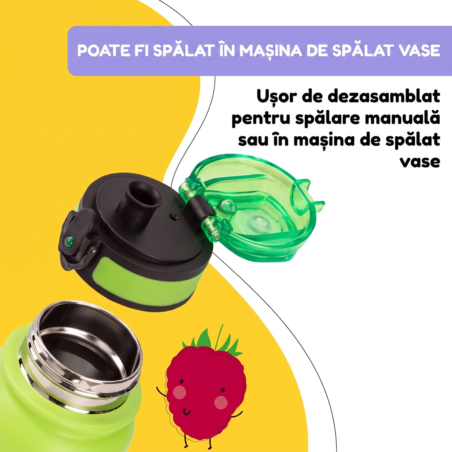 Wakaba Thermos 550 ml din oțel inoxidabil Tritan fără BPA 550 ml | Verde