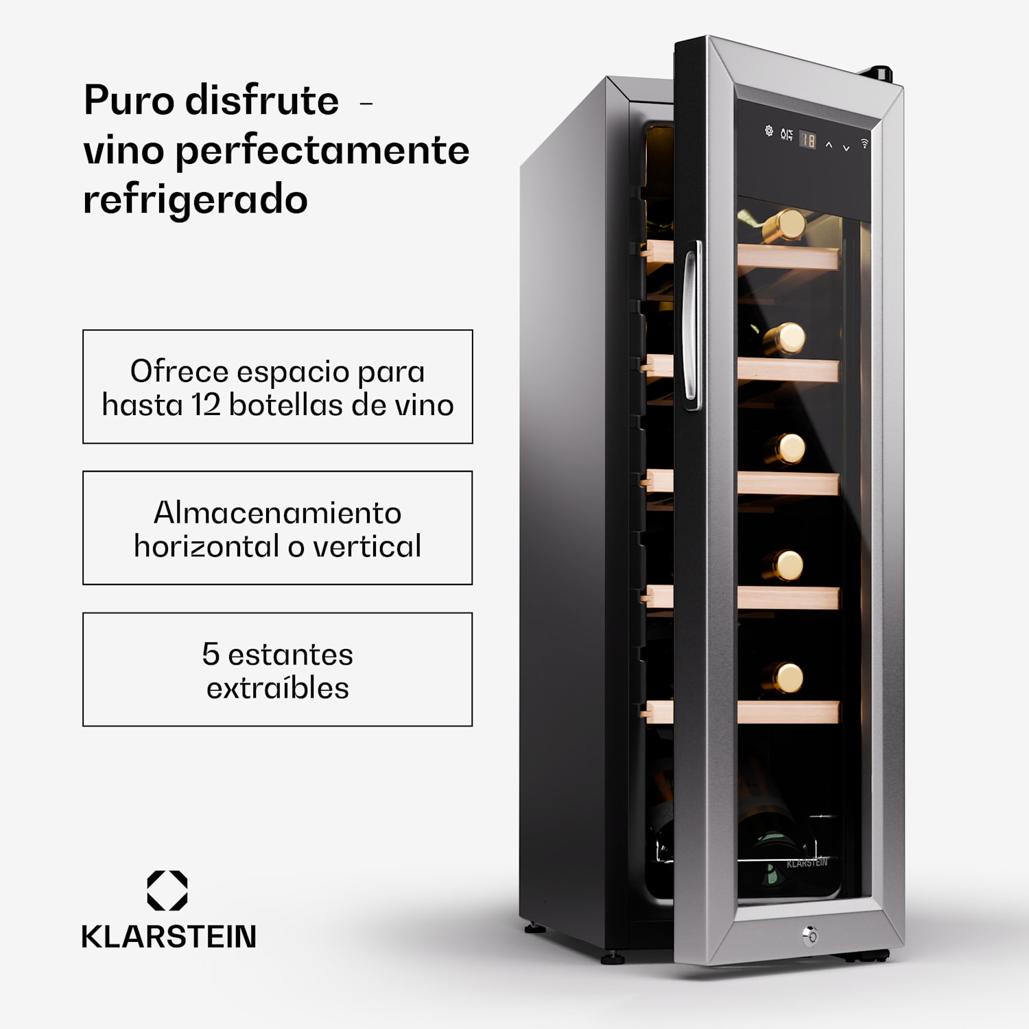 Shiraz Premium Smart 12 Slim nevera para vino | 12 botellas