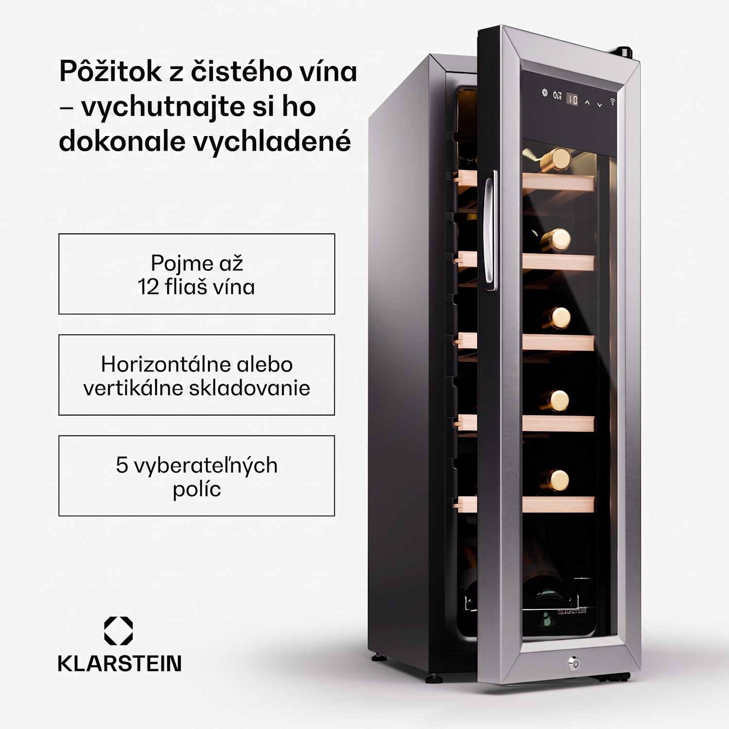 Shiraz Premium Smart, Chladnička na víno, 12 Slim na 12 fliaš 12 fliaš