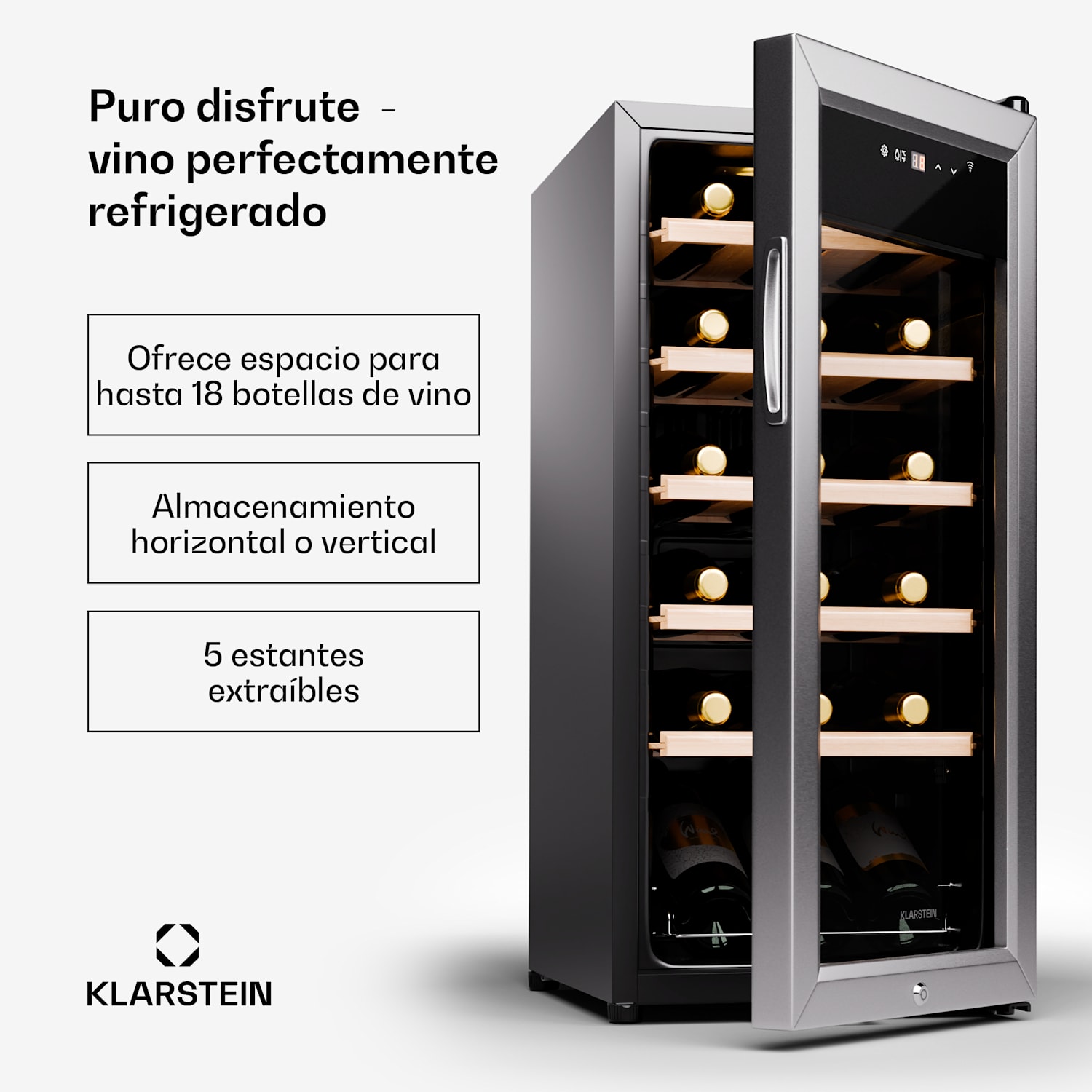 Shiraz Premium Smart 18 Slim nevera para vino  18 botellas
