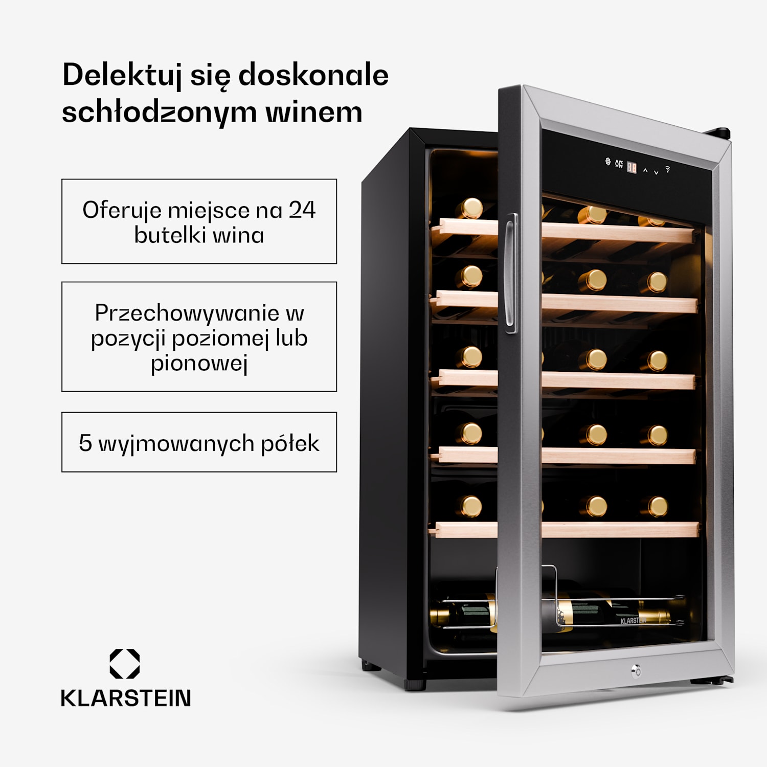 Shiraz Premium Smart 24 chłodziarka na wino 24 butelki