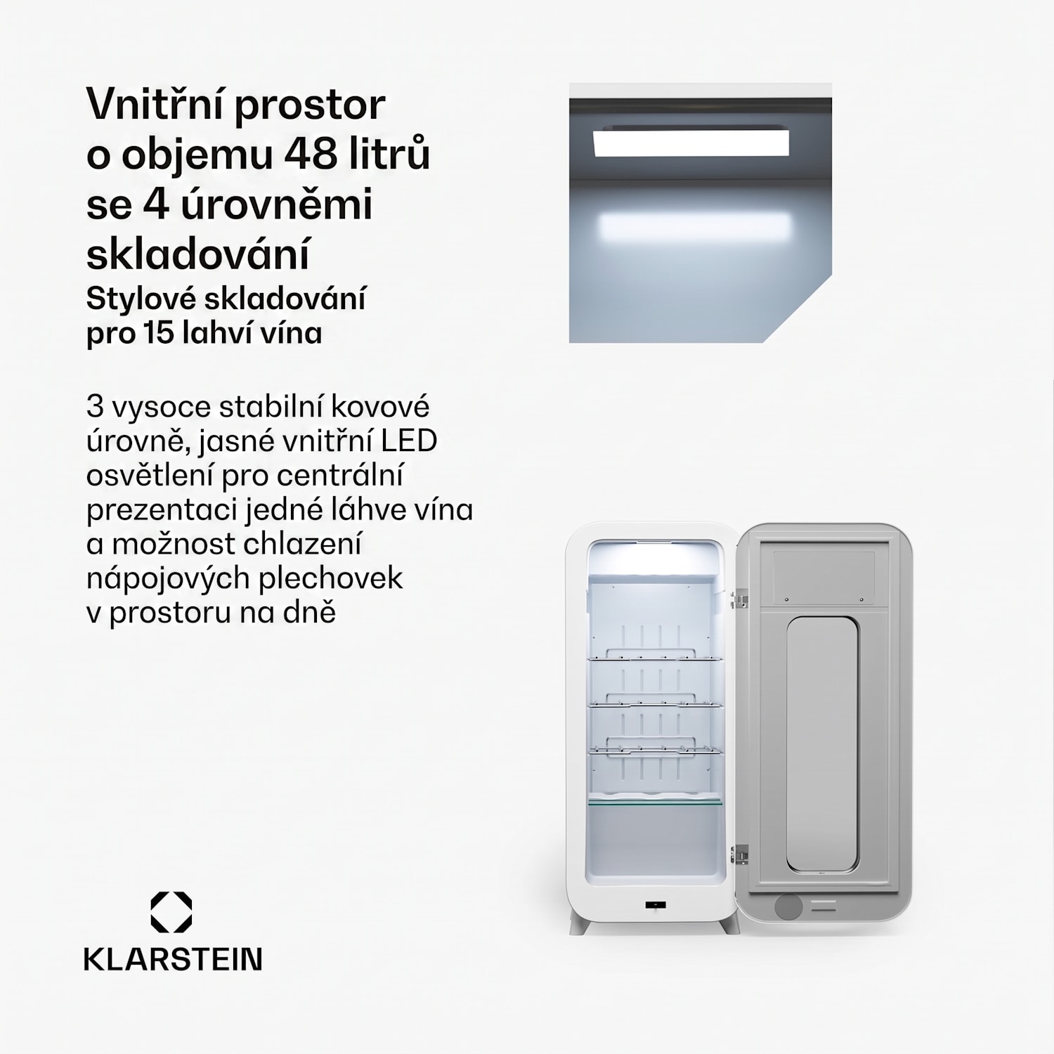 Shirley 15 Uno, vinotéka, 15 lahví, 5-20 °C, dotykové ovládání, retro 15 lahví | 1 chladící zóna | Černá