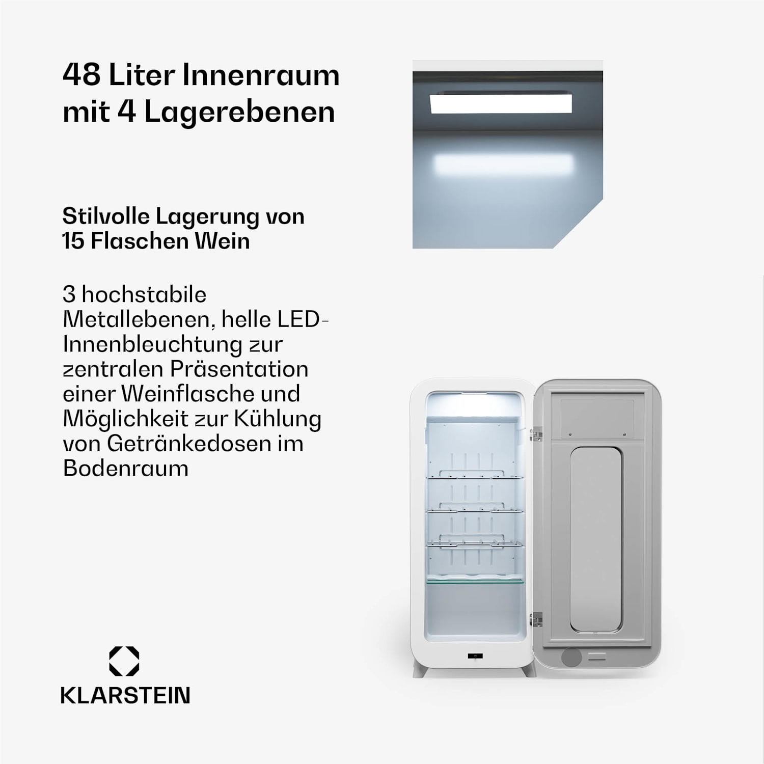 Shirley 15 Uno Weinkühlschrank 15 Flaschen 5 - 20 °C Touch Retro 15 Flaschen | 1 Kühlzone | Schwarz