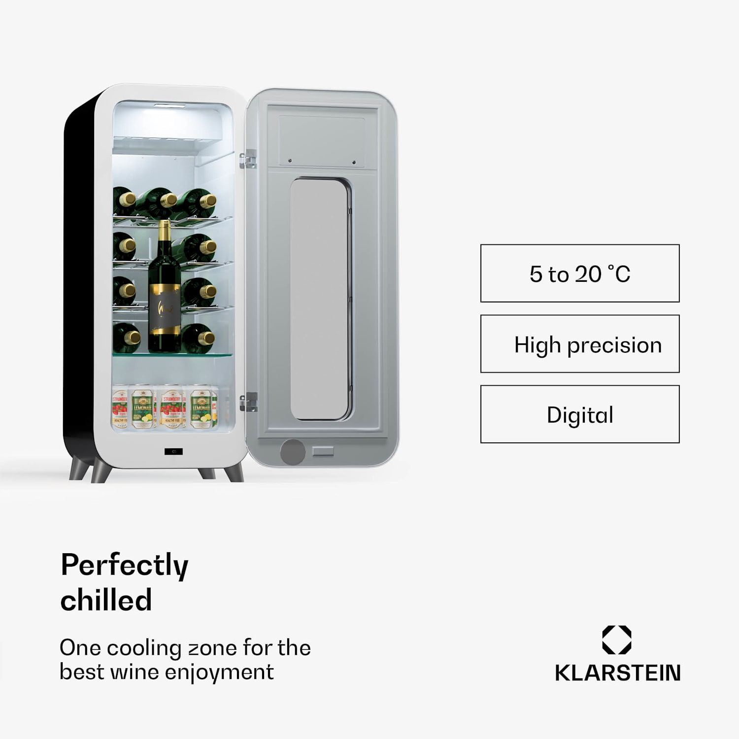 Shirley 15 Uno wijnkoelkast 15 flessen 5 - 20 °C Touch Retro 15 flessen | 1 koelzone | Zwart