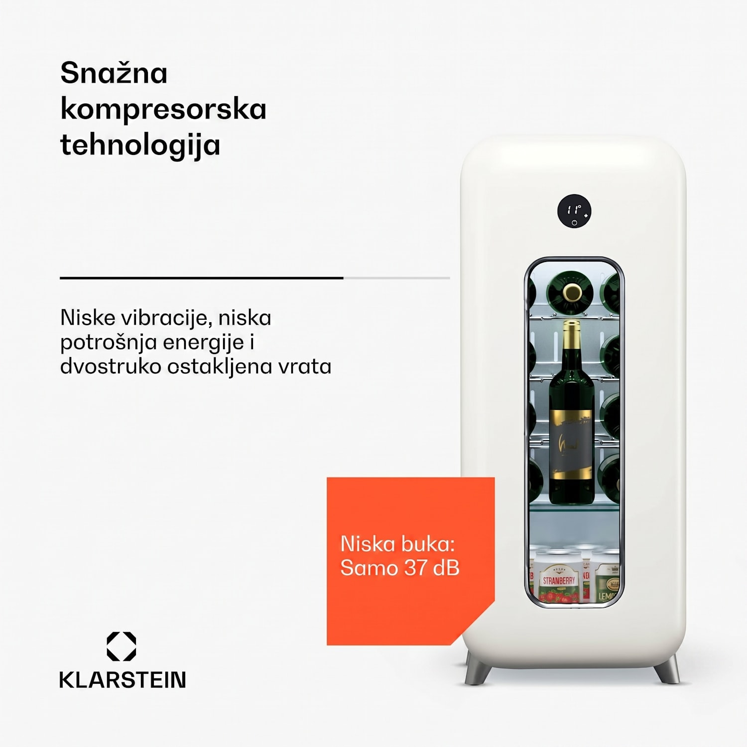 Shirley 15 Uno, hladnjak za vino, 15 boca, 5 - 20 °C, kontrola na dodir, retro 15 boca | 1 | Krem
