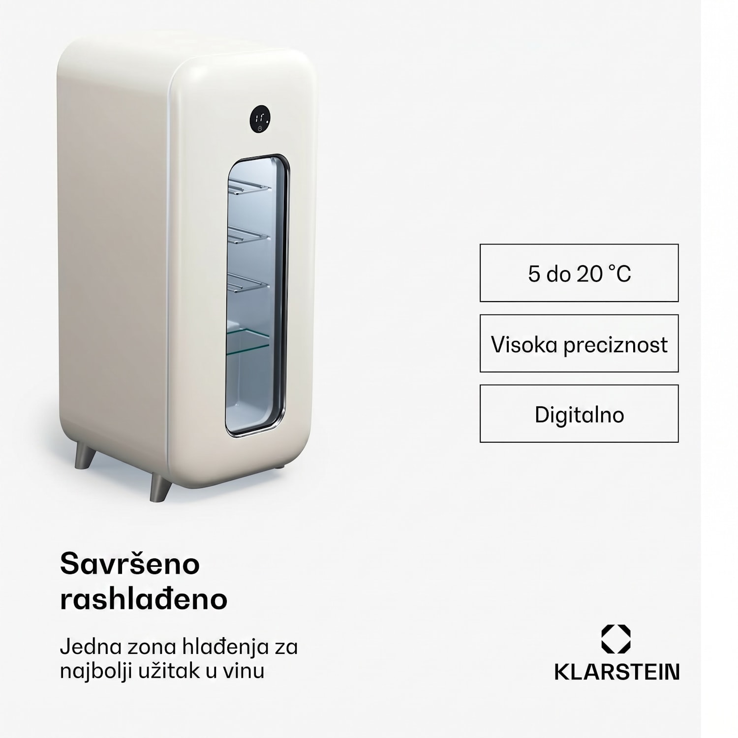 Shirley 15 Uno, hladnjak za vino, 15 boca, 5 - 20 °C, kontrola na dodir, retro 15 boca | 1 | Krem