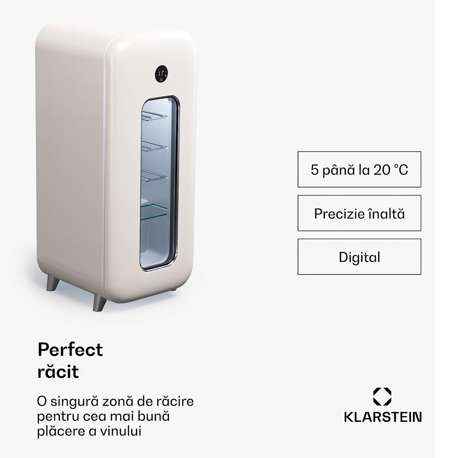 Shirley 15 Uno, frigider pentru vinuri, 15 sticle, 5 - 20 °C, control tactil, retro 15 sticle | 1 | Crem