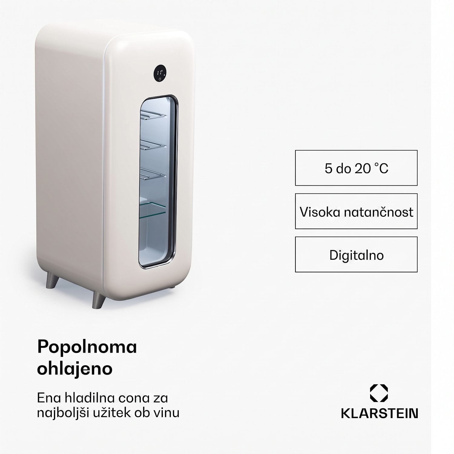 Shirley 15 Uno, hladilnik za vino, 15 steklenic, 5 - 20 °C, upravljanje na dotik, retro 15 steklenic | 1 | Krem