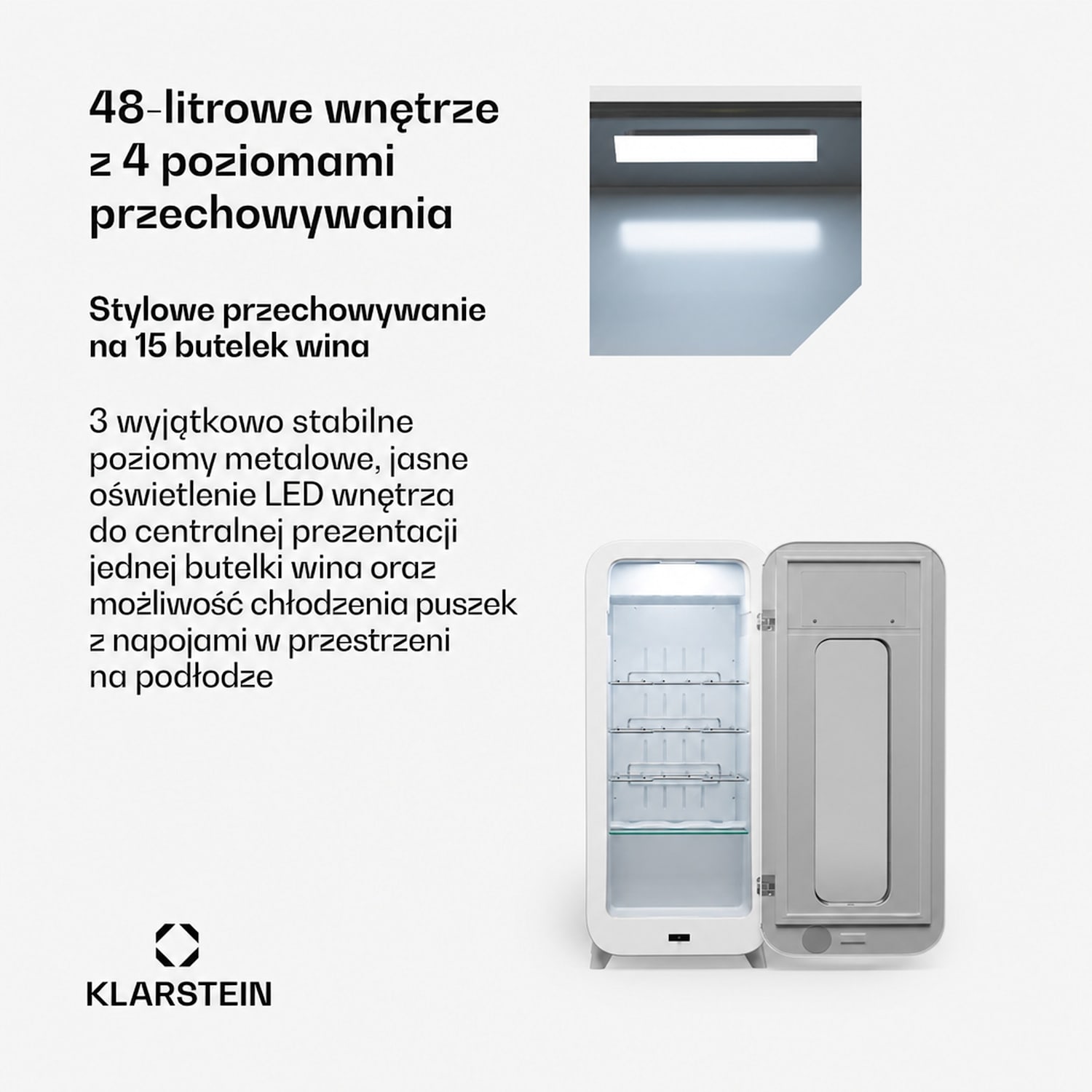 Shirley 15 Uno, chłodziarka do wina, 48 l, 15 butelek, 5-20°C, dotykowy panel sterowania, styl retro 15 butelek | 1 strefa chłodzenia | Czerwony
