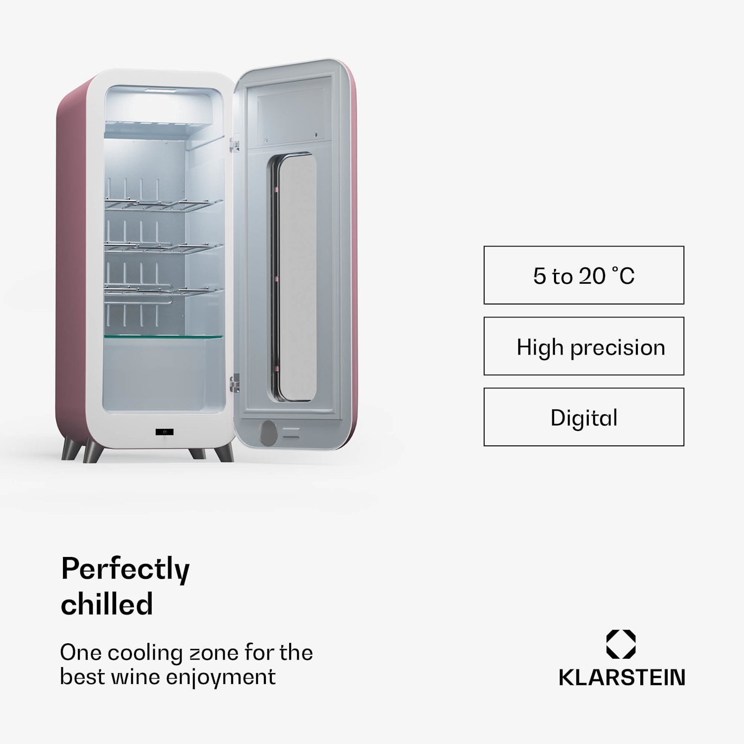 Shirley 15 Uno, chłodziarka do wina, 48 l, 15 butelek, 5-20°C, dotykowy panel sterowania, styl retro