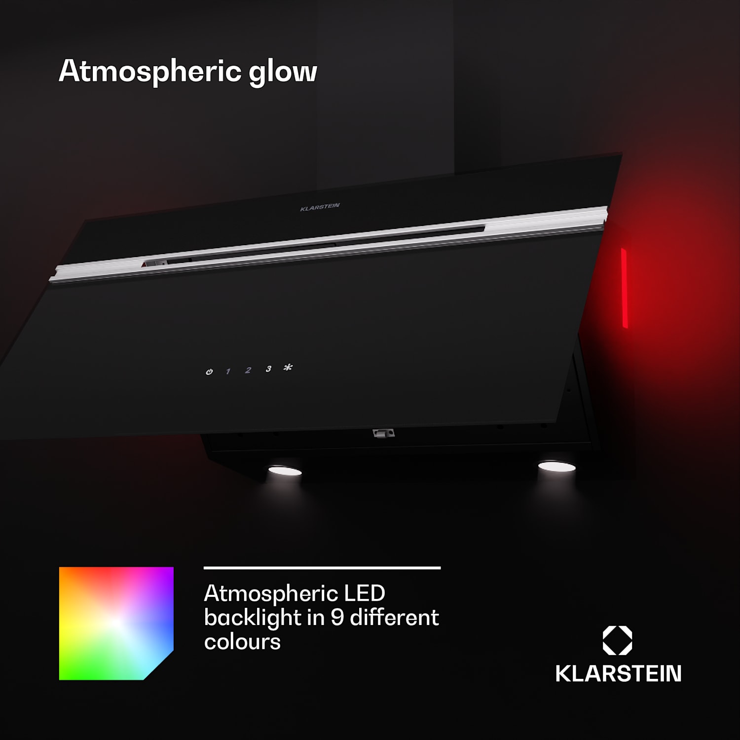 Alina, napa, 80 cm, 600 m³/h, LED zaslon, pozadinsko osvjetljenje, staklena prednja strana 80 cm | Crna