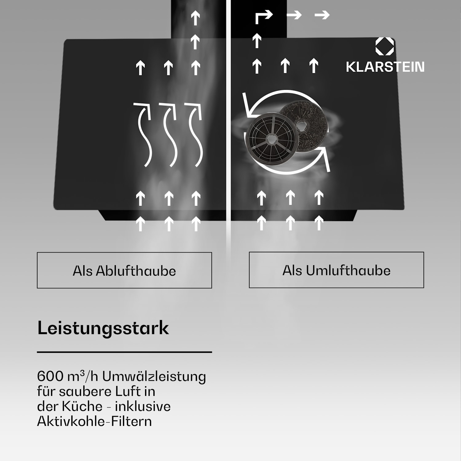 Alina Dunstabzugshaube 80 cm 600 m³/h LED-Display Ambientelicht Glasfront 80 cm | Weiß
