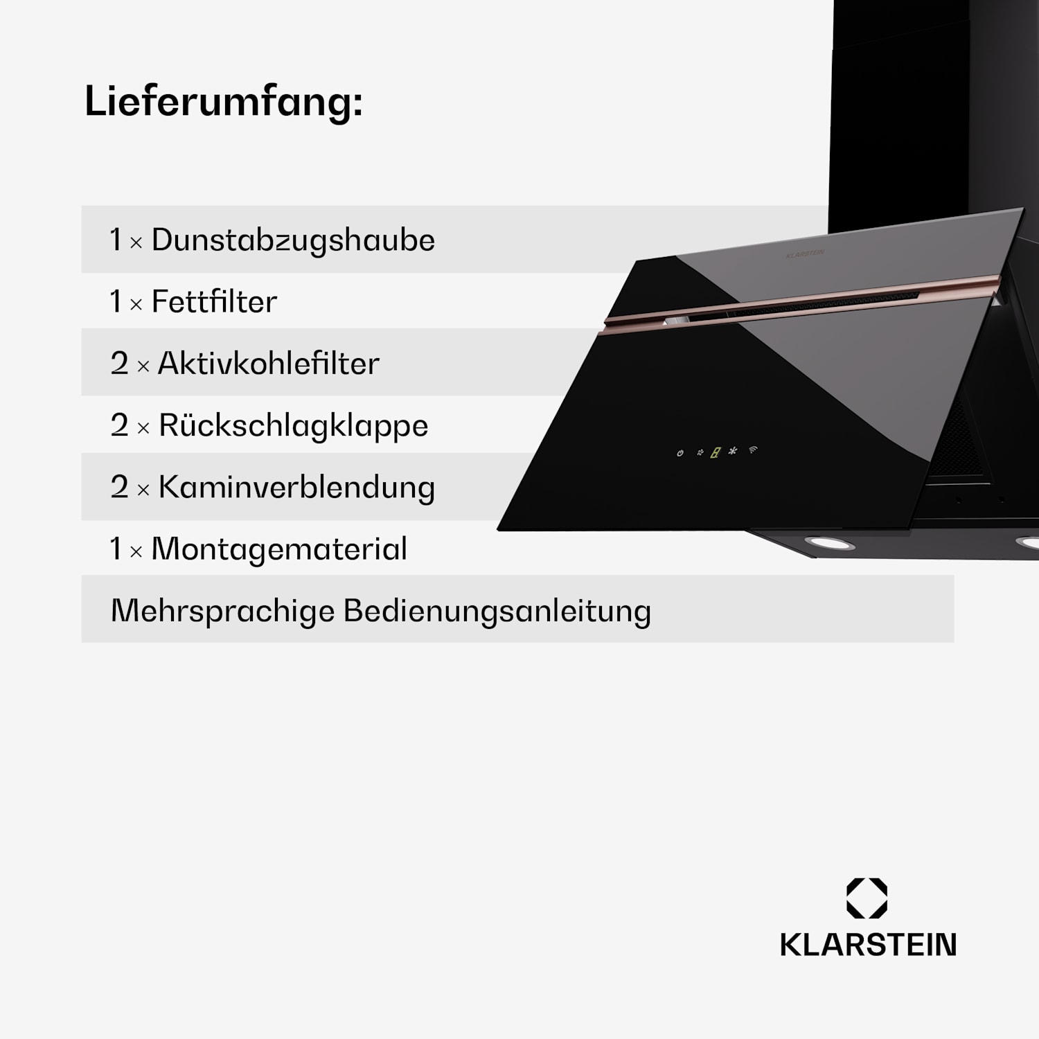 Alina 3.0 60 Dunstabzugshaube 60cm 600m³/h LED-Display Ambientelicht WiFi 